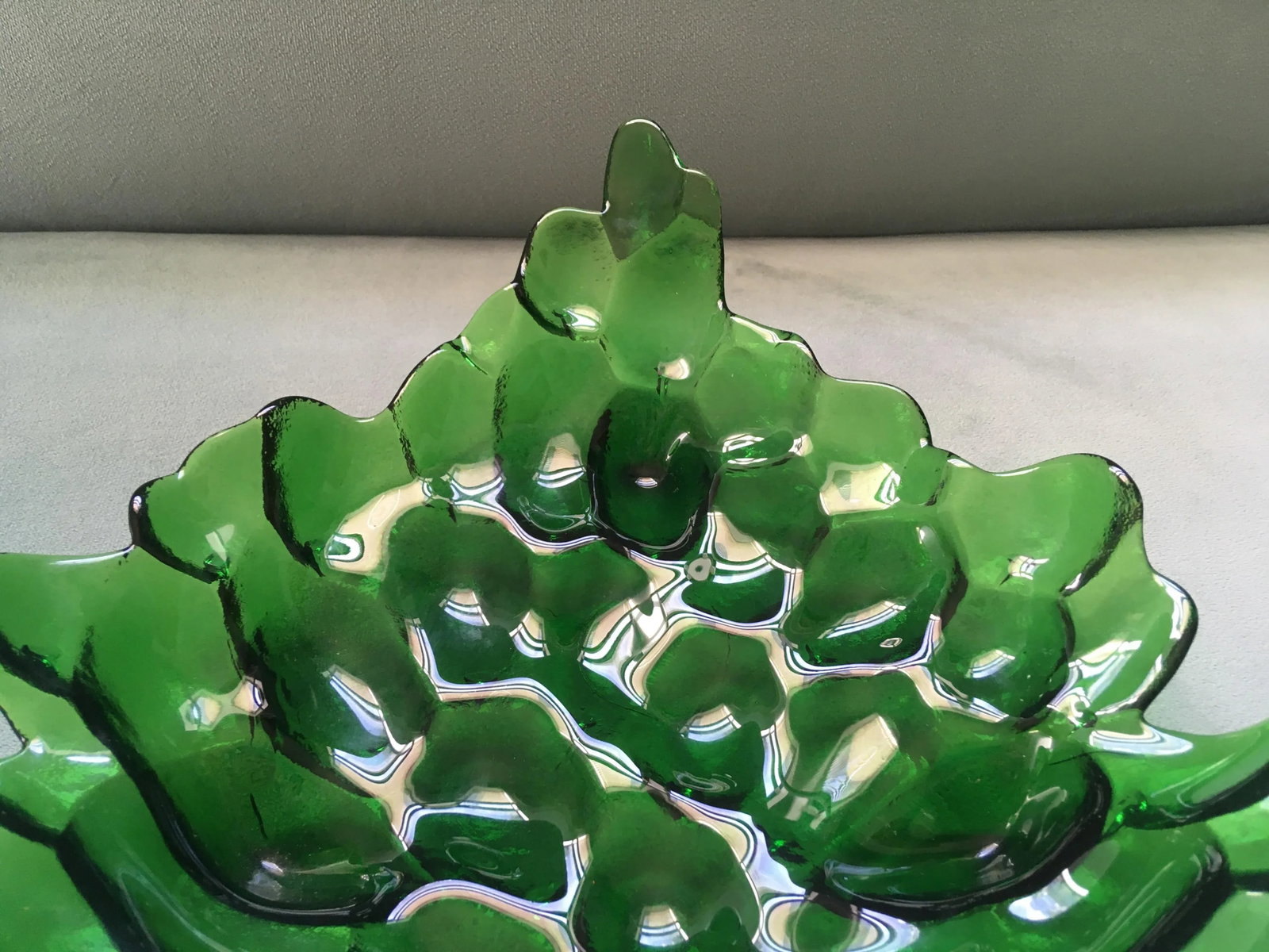 1960's Green Grape Glass Footed Bowl - 5