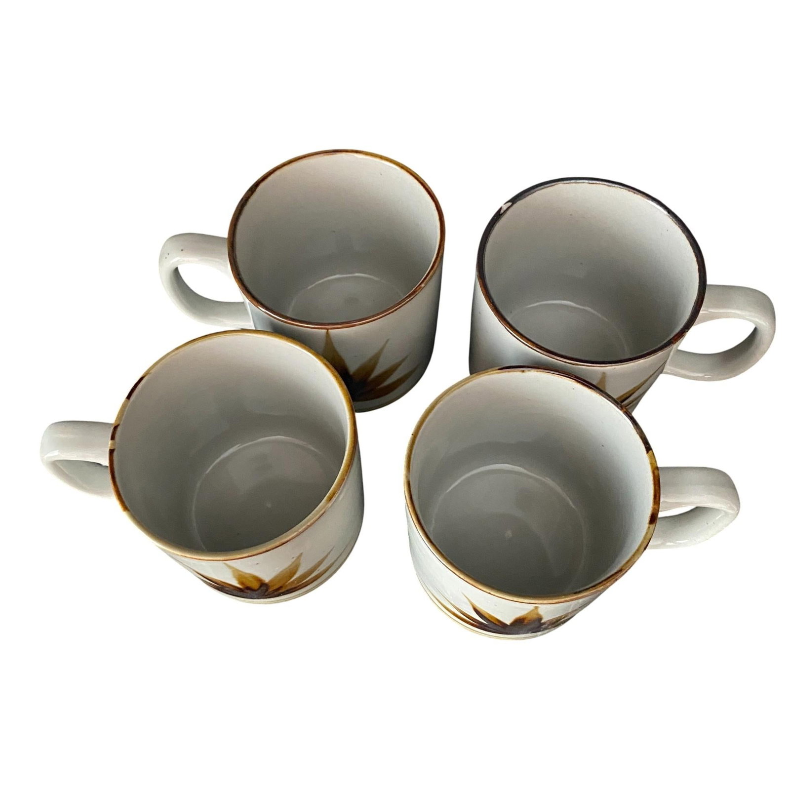 1960s Set of 4 Vintage Otagiri MCM Leaf Agave Plant Coffee Tea Mugs - 4