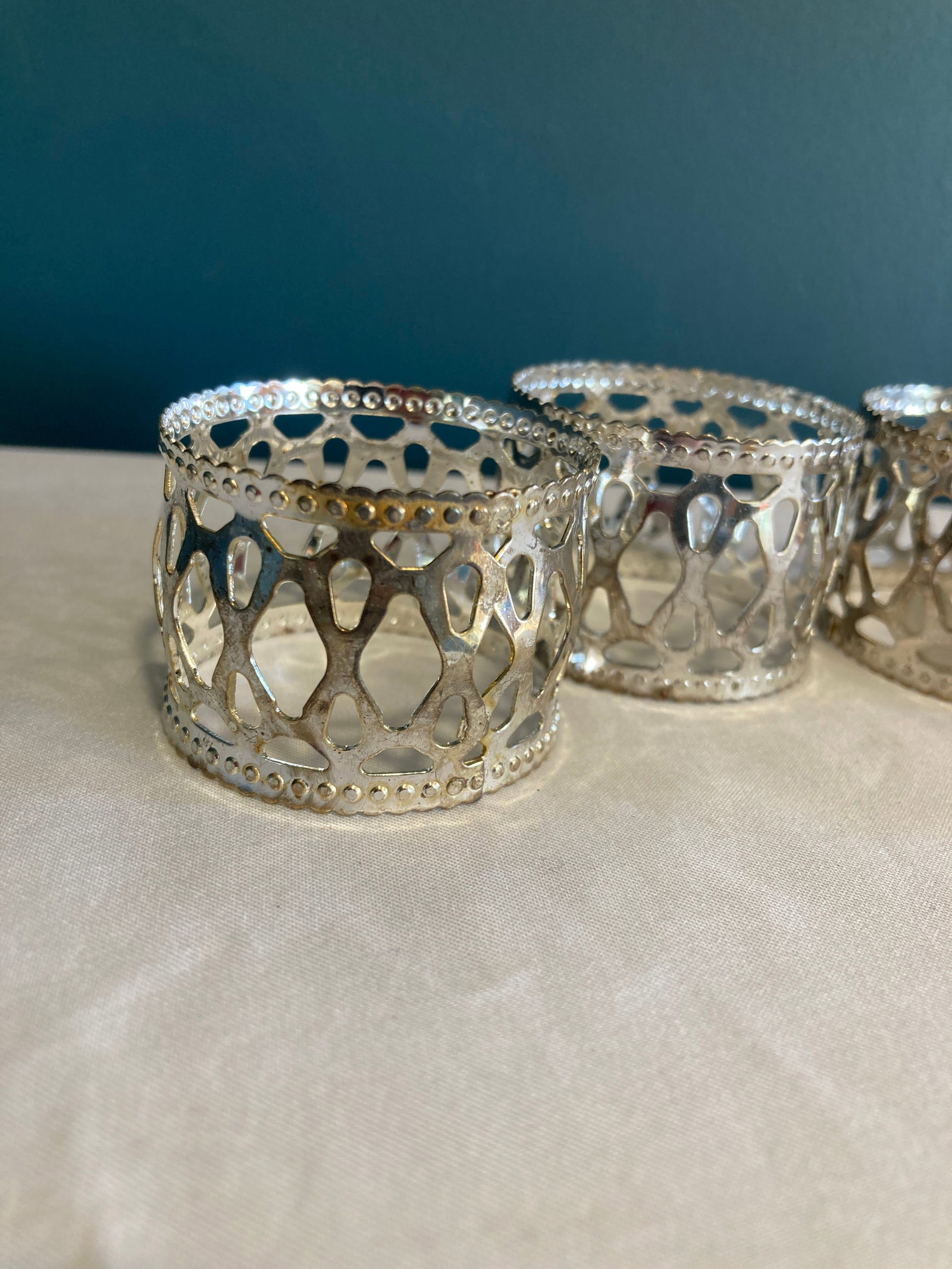 Vintage Silverplate Openwork Napkin Rings - Set of 4 - 2