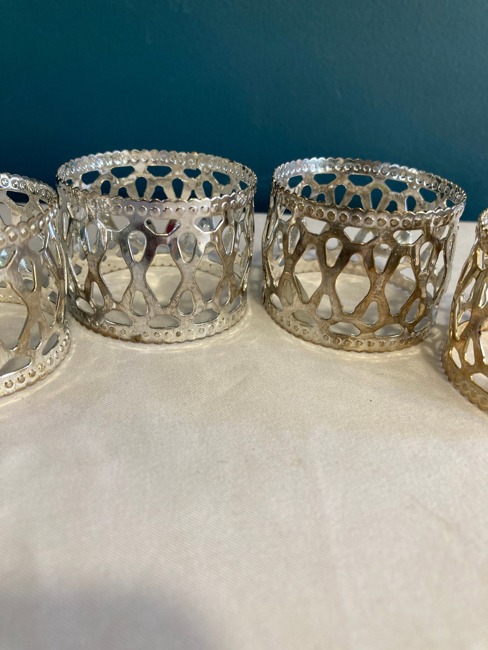 Vintage Silverplate Openwork Napkin Rings - Set of 4 - 3
