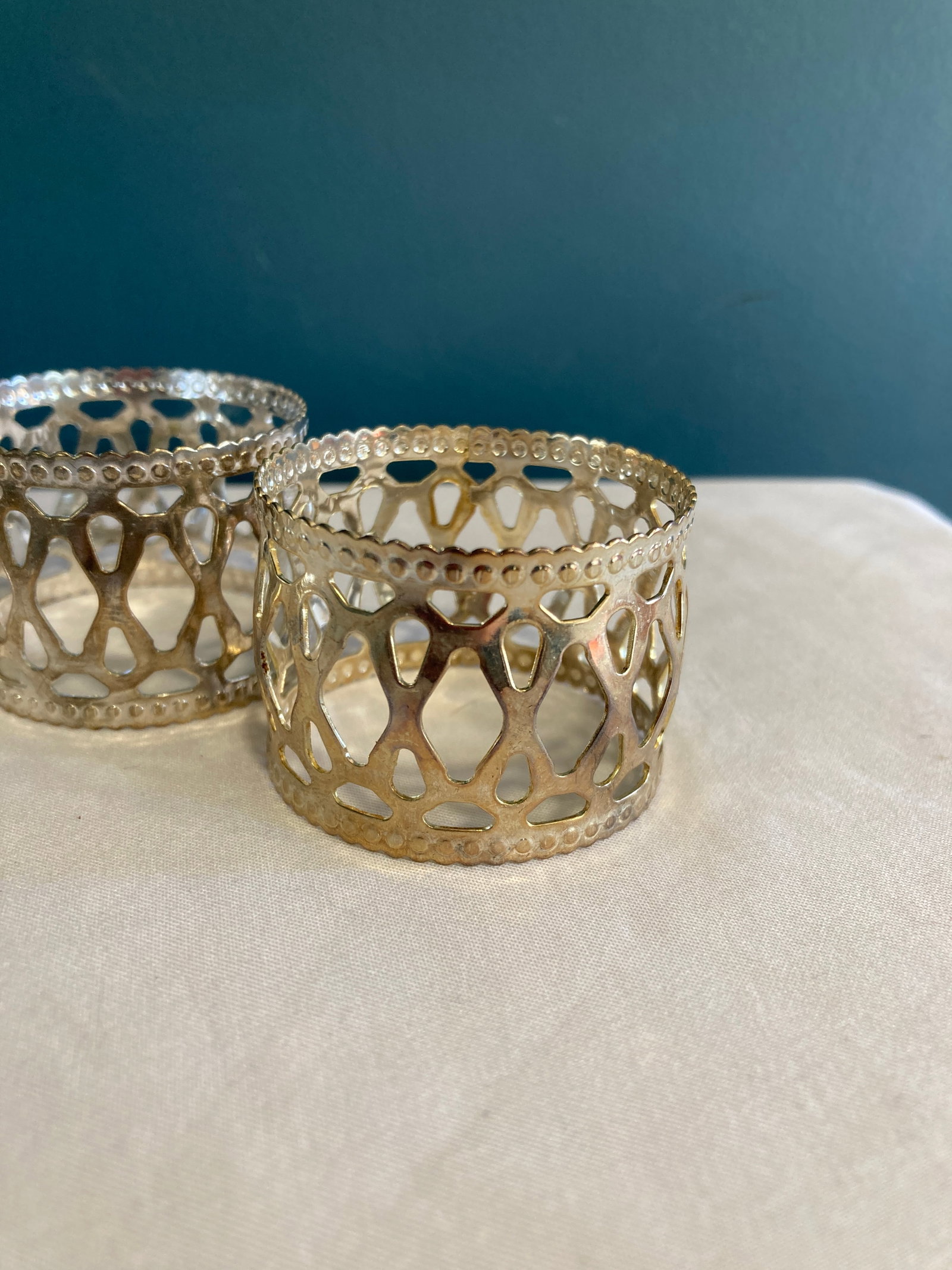 Vintage Silverplate Openwork Napkin Rings - Set of 4 - 4