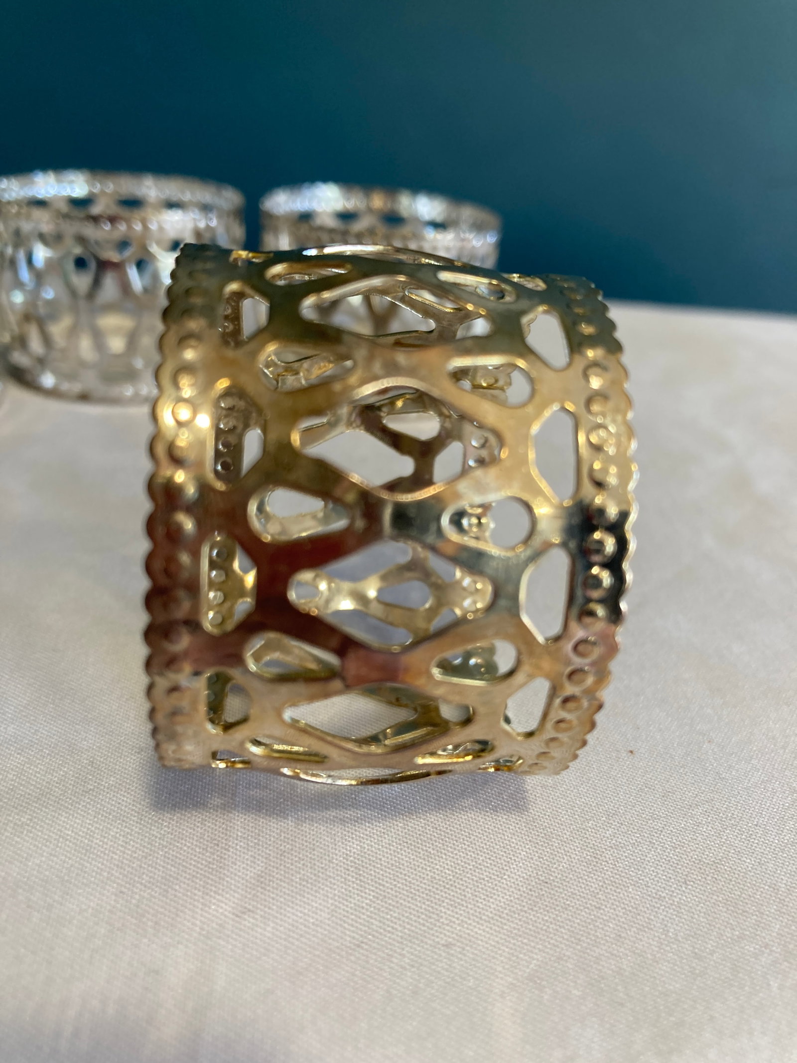 Vintage Silverplate Openwork Napkin Rings - Set of 4 - 5