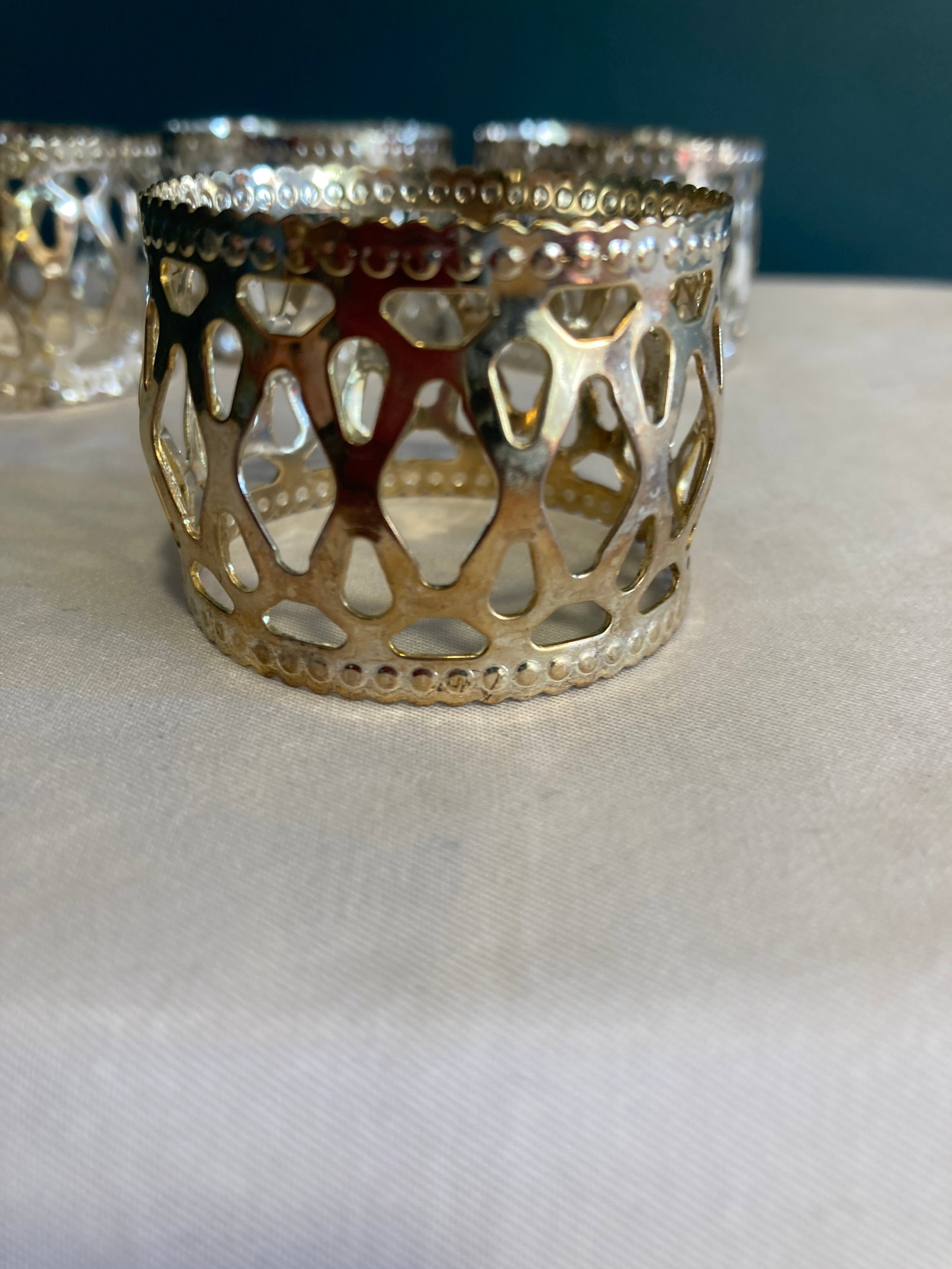 Vintage Silverplate Openwork Napkin Rings - Set of 4 - 6
