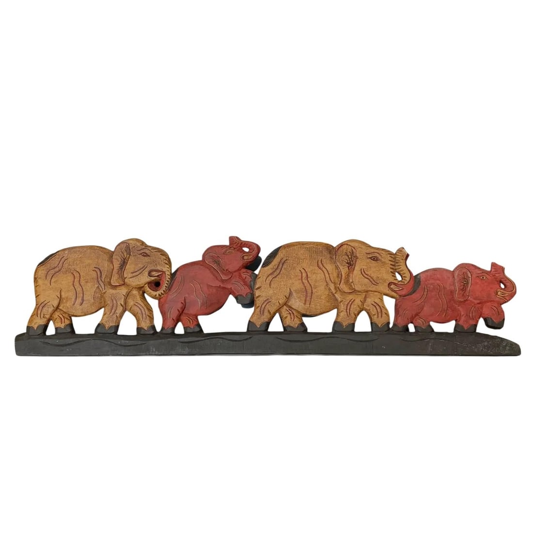 1990s Carved Wooden Elephant Over the Door / Wall Hanging Bohemian Decor India - 4
