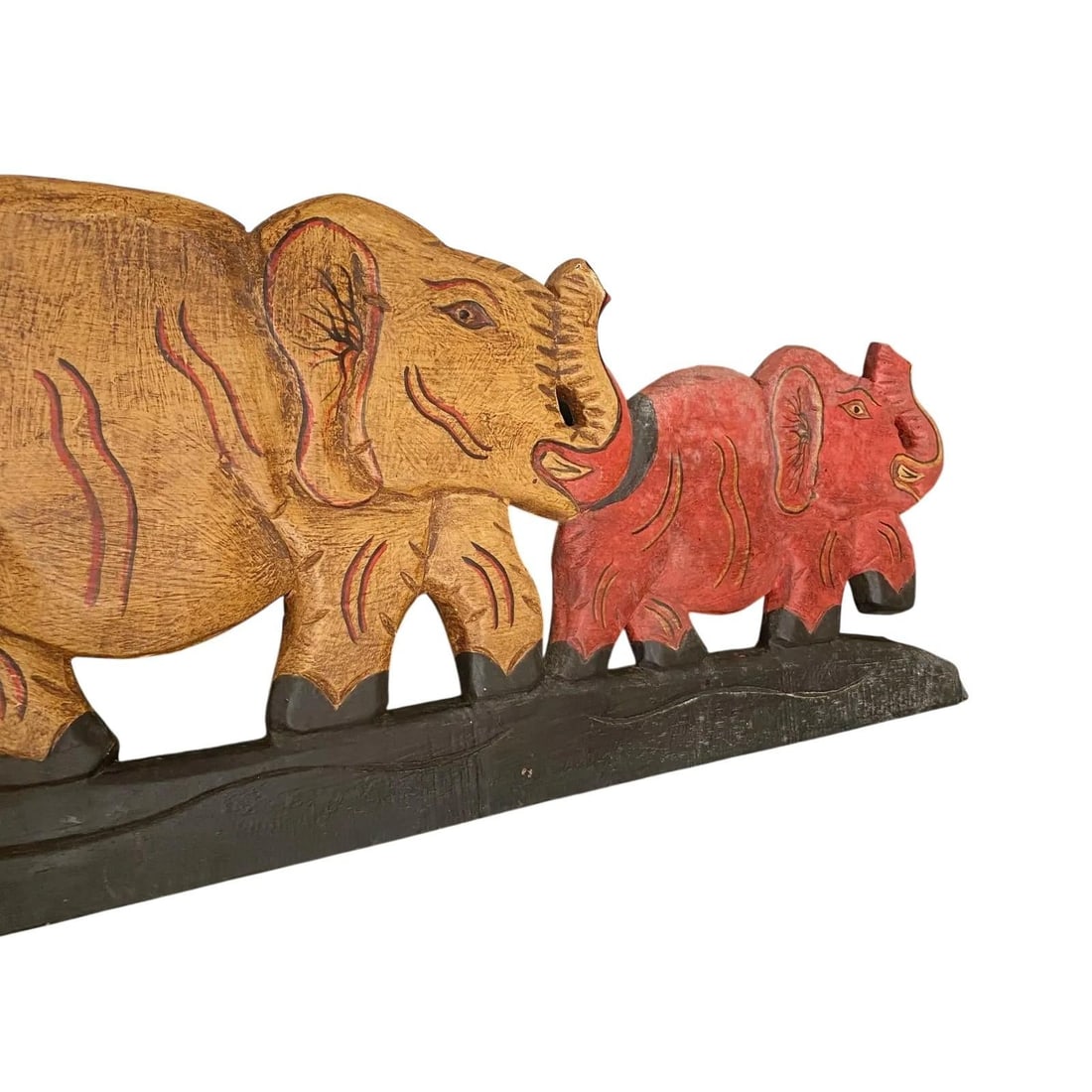 1990s Carved Wooden Elephant Over the Door / Wall Hanging Bohemian Decor India - 5