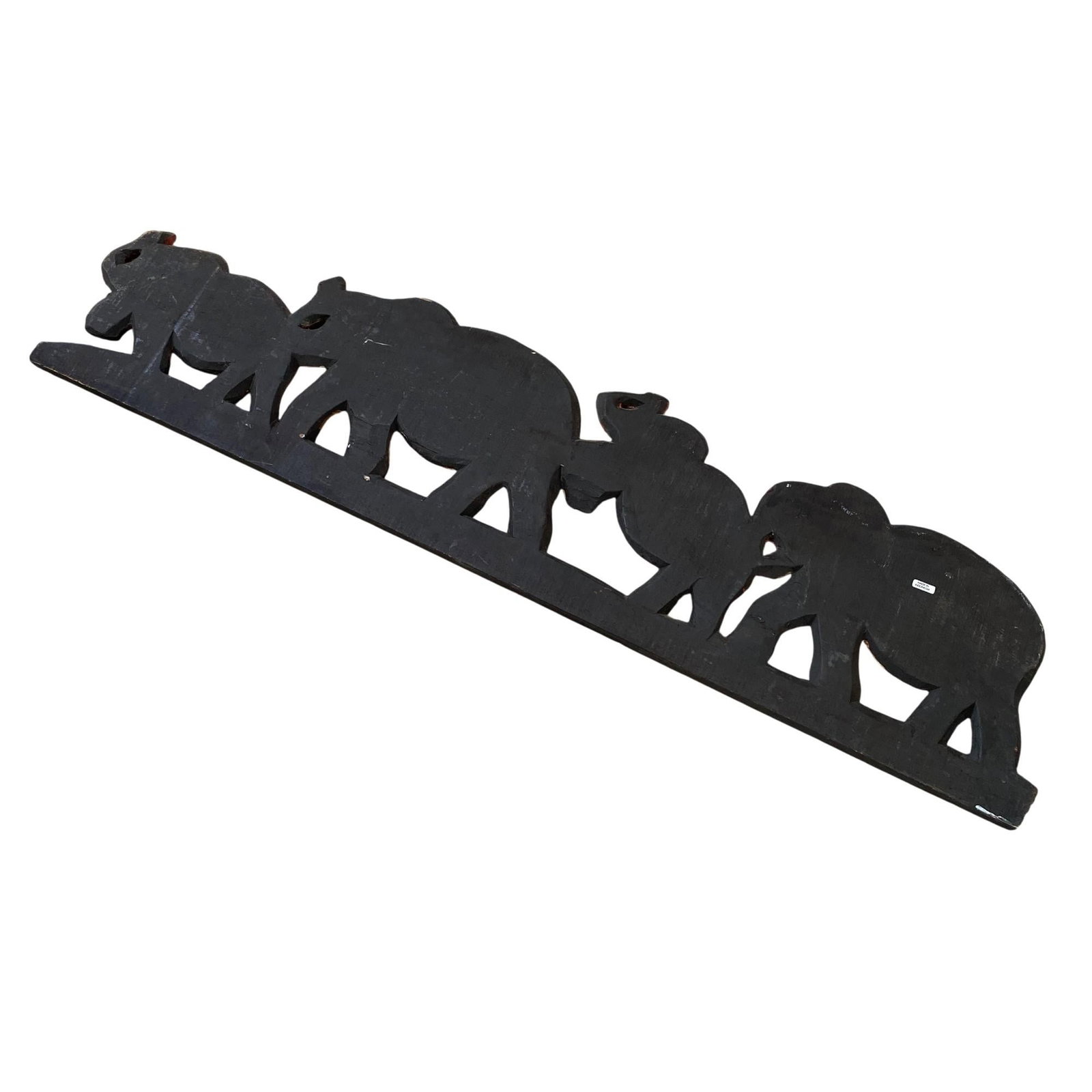 1990s Carved Wooden Elephant Over the Door / Wall Hanging Bohemian Decor India - 6
