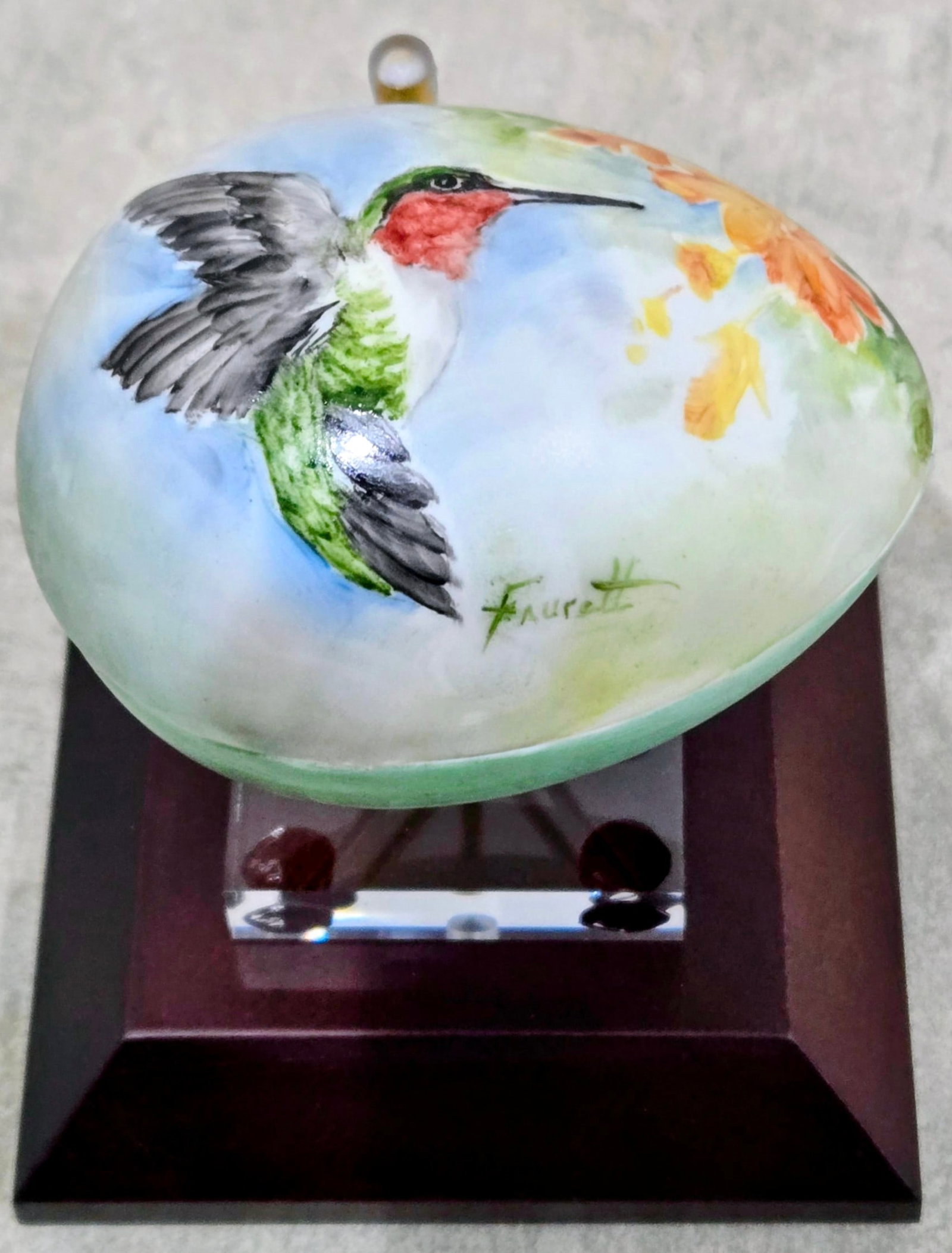 Gerold Porzellan Bavaria Egg Trinket Box - Hand-Painted, Signed Faucett, Mid-Century - 2