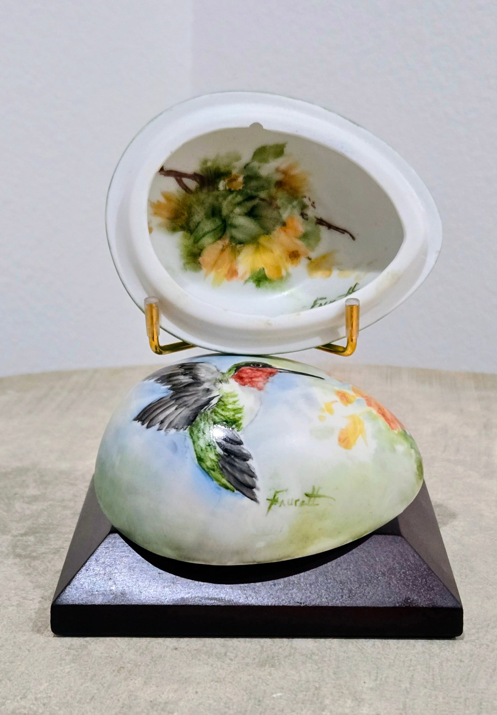Gerold Porzellan Bavaria Egg Trinket Box - Hand-Painted, Signed Faucett, Mid-Century - 3