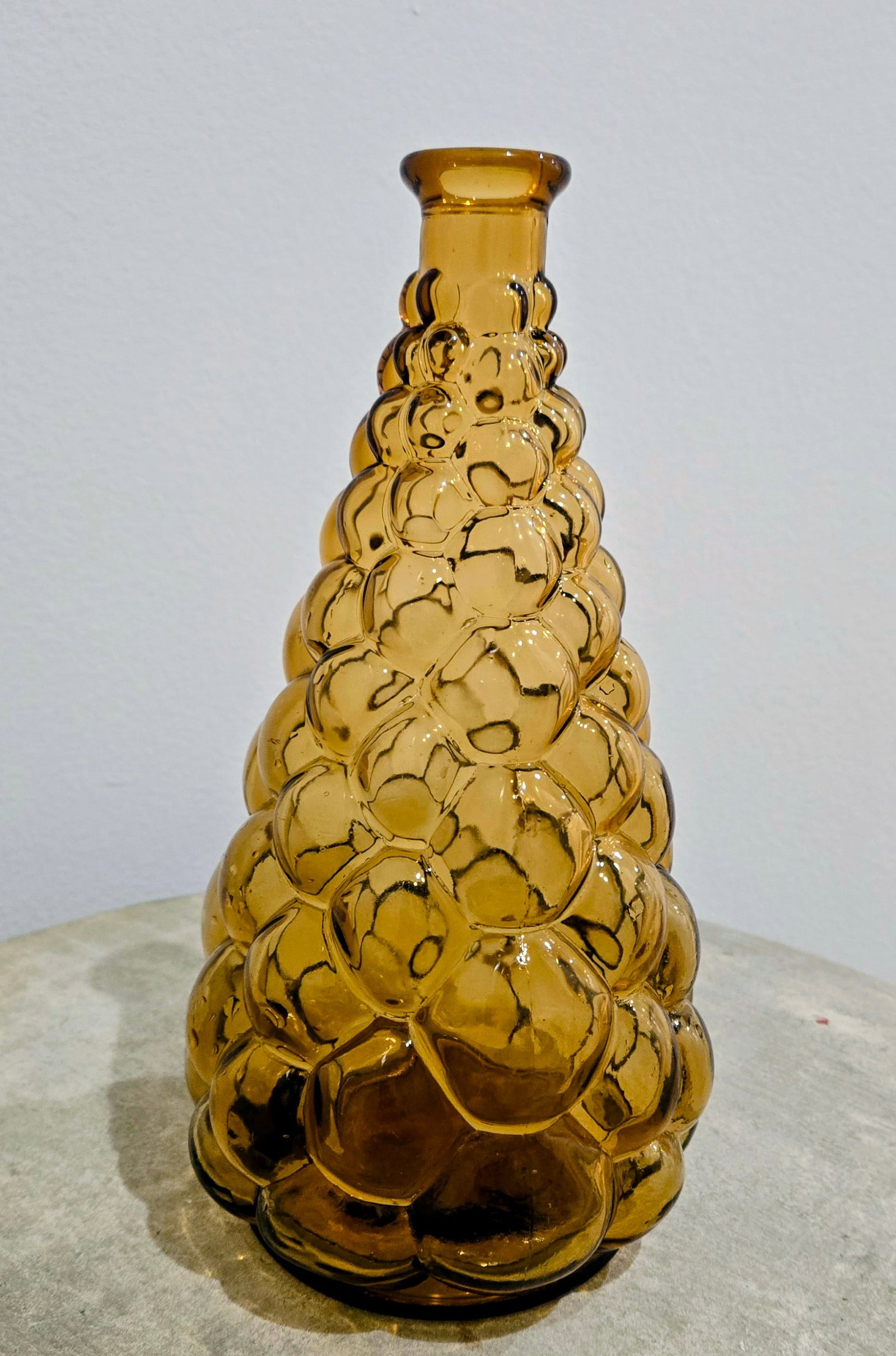 Mid-Century Empoli Italian Amber Bubble Glass Genie Decanter - 2