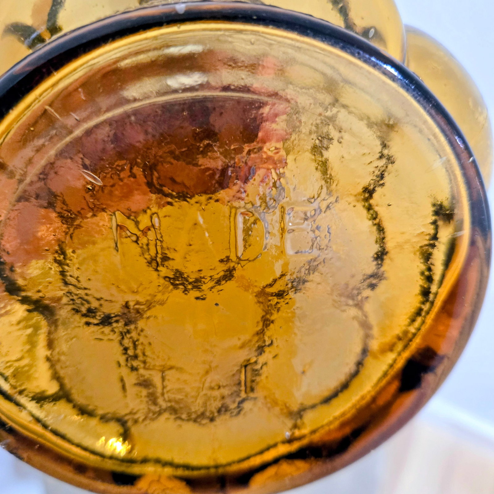 Mid-Century Empoli Italian Amber Bubble Glass Genie Decanter - 6