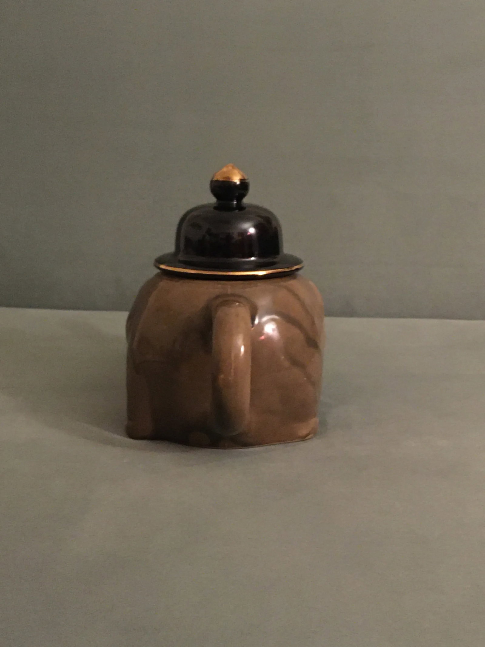 1960s Grey & Black Ceramic Elephant Teapot - 3