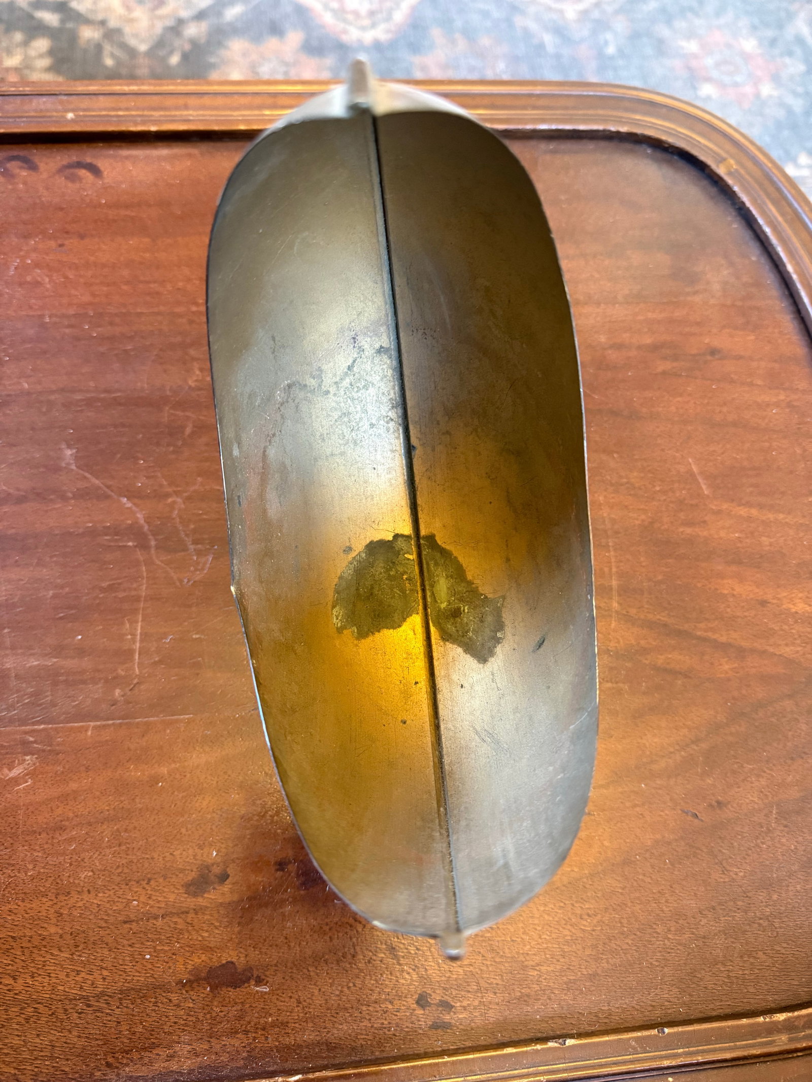Vintage Sculptural Brass Crescent Bowl on Pedestal Stand - 3