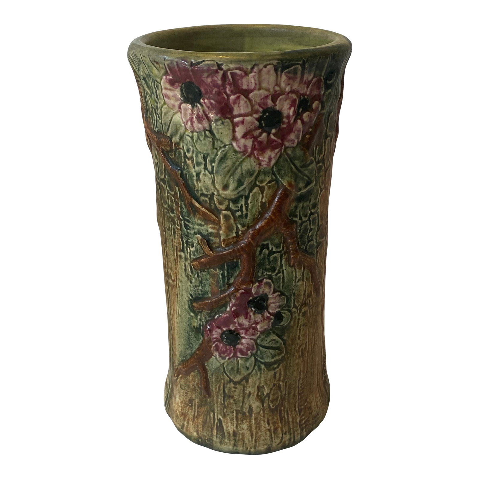 Antique 1920's Weller Woodcraft Flemish Dogwood Vase: Beautiful condition this 1920's Woodcraft Flemish Dogwood Vase. This is truly a rare find. No cracks, no chips. Condition: Alterations: Original Condition Unaltered Imperfections: Some Imperfections