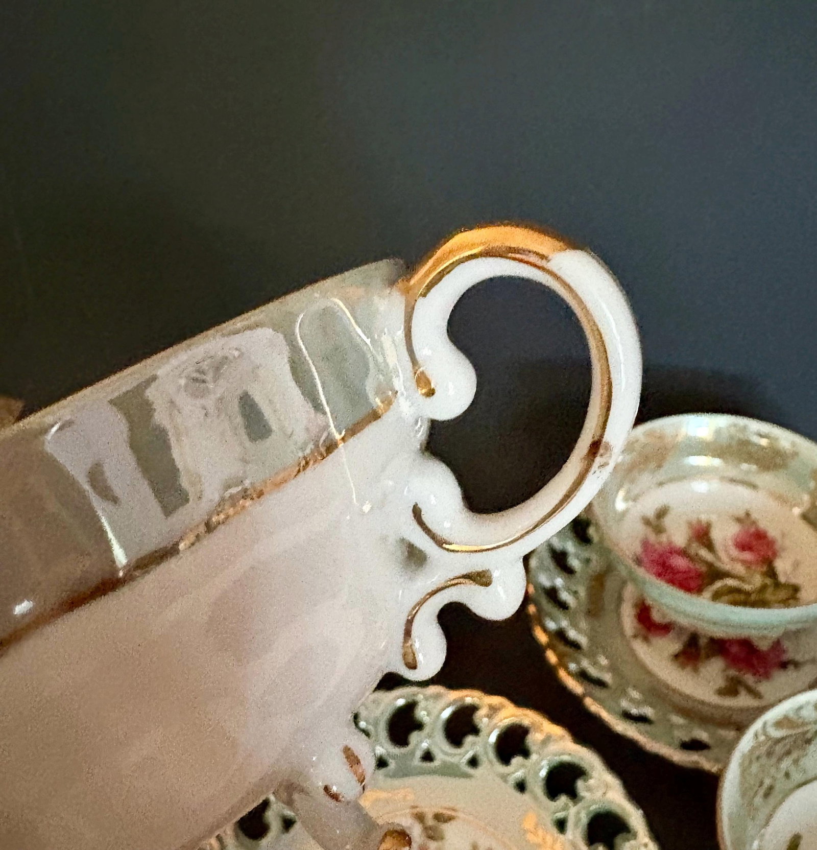 Vintage Royal Sealy Teacup & Saucer: Iridescent Green China With Pink Roses - Sold Individually Per - 9
