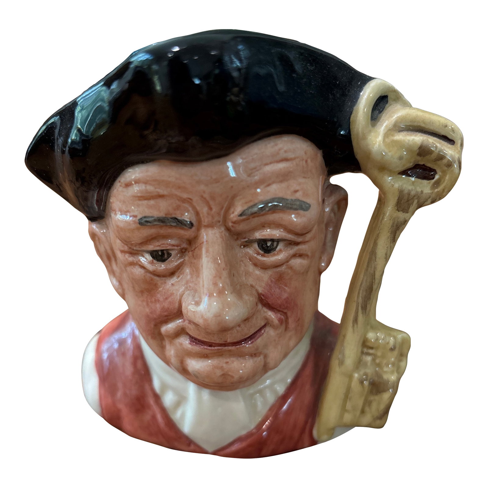 Williamsburg Character Jug - The Gaoler: This small mug has such an expressive face and the keys used as a handle are quite charming. Condition: Alterations: Original Condition Unaltered Imperfections: Some Imperfections Condition Notes: Ver