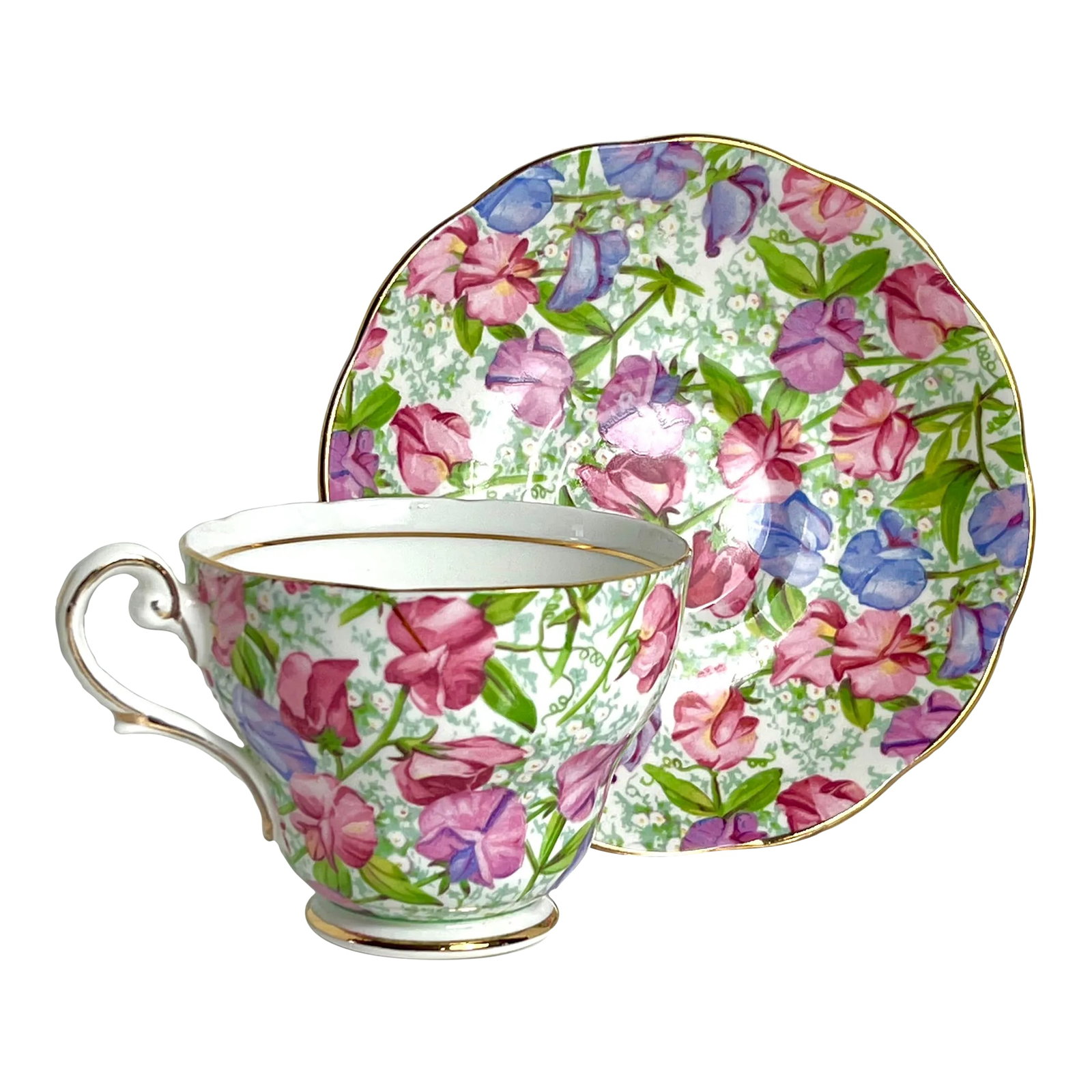 Vintage Sweet Pea Tea Cup & Saucer, April Birthday Flower of the Month, Royal Standard Bone China, E: RESERVED Vintage Sweet Pea Tea Cup & Saucer, April Birthday Flower of The MonthRoyal Standard Bone China, England In great used vintage condition. Being a vintage item, there may be minor imperfection