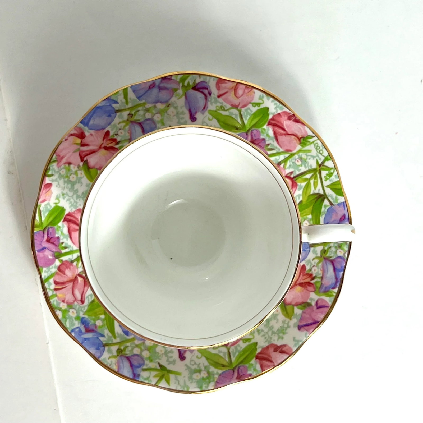 Vintage Sweet Pea Tea Cup & Saucer, April Birthday Flower of the Month, Royal Standard Bone China, E - 3