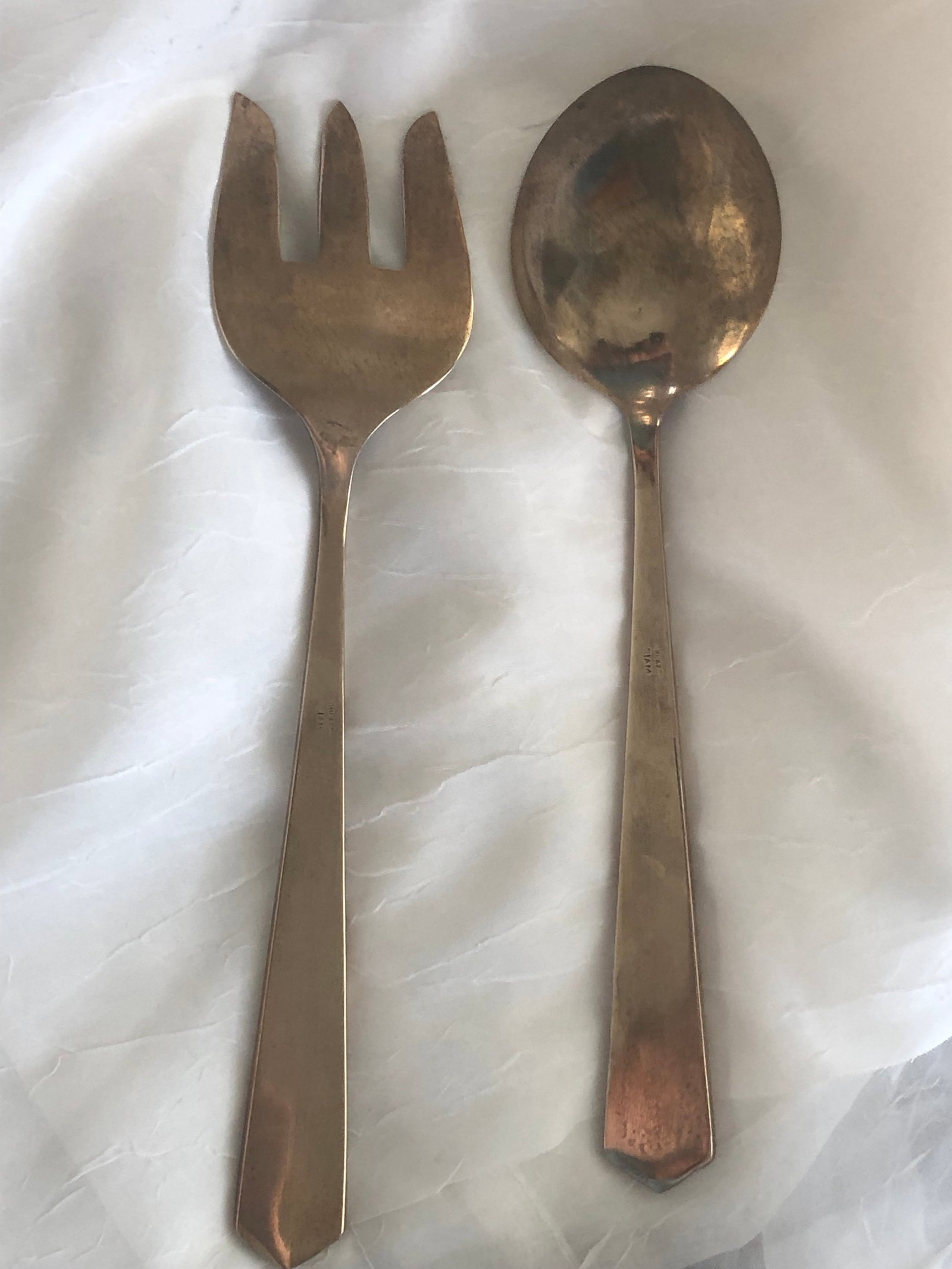 Vintage Siam Engraved Sterling Silver and Brass Serving Utensils Thailand - 5