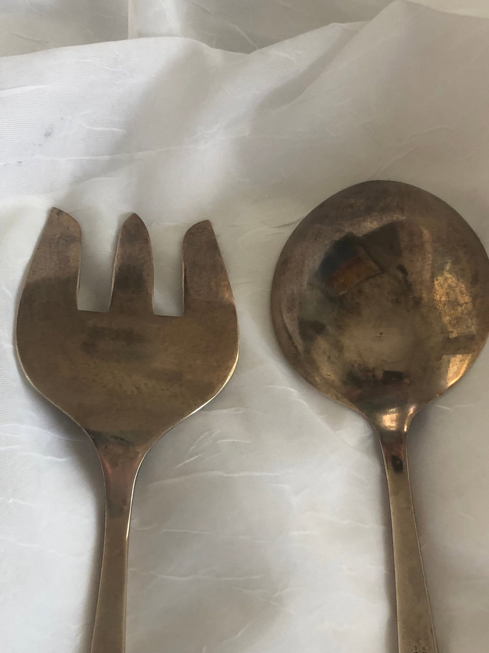 Vintage Siam Engraved Sterling Silver and Brass Serving Utensils Thailand - 6