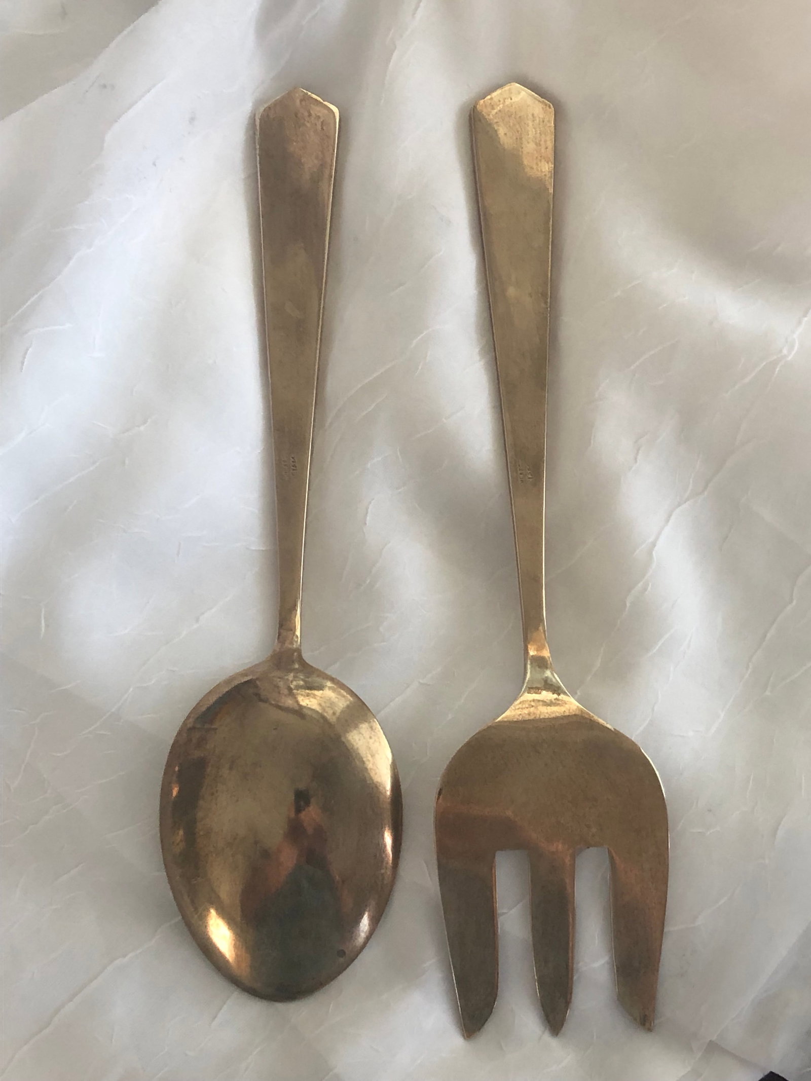 Vintage Siam Engraved Sterling Silver and Brass Serving Utensils Thailand - 9