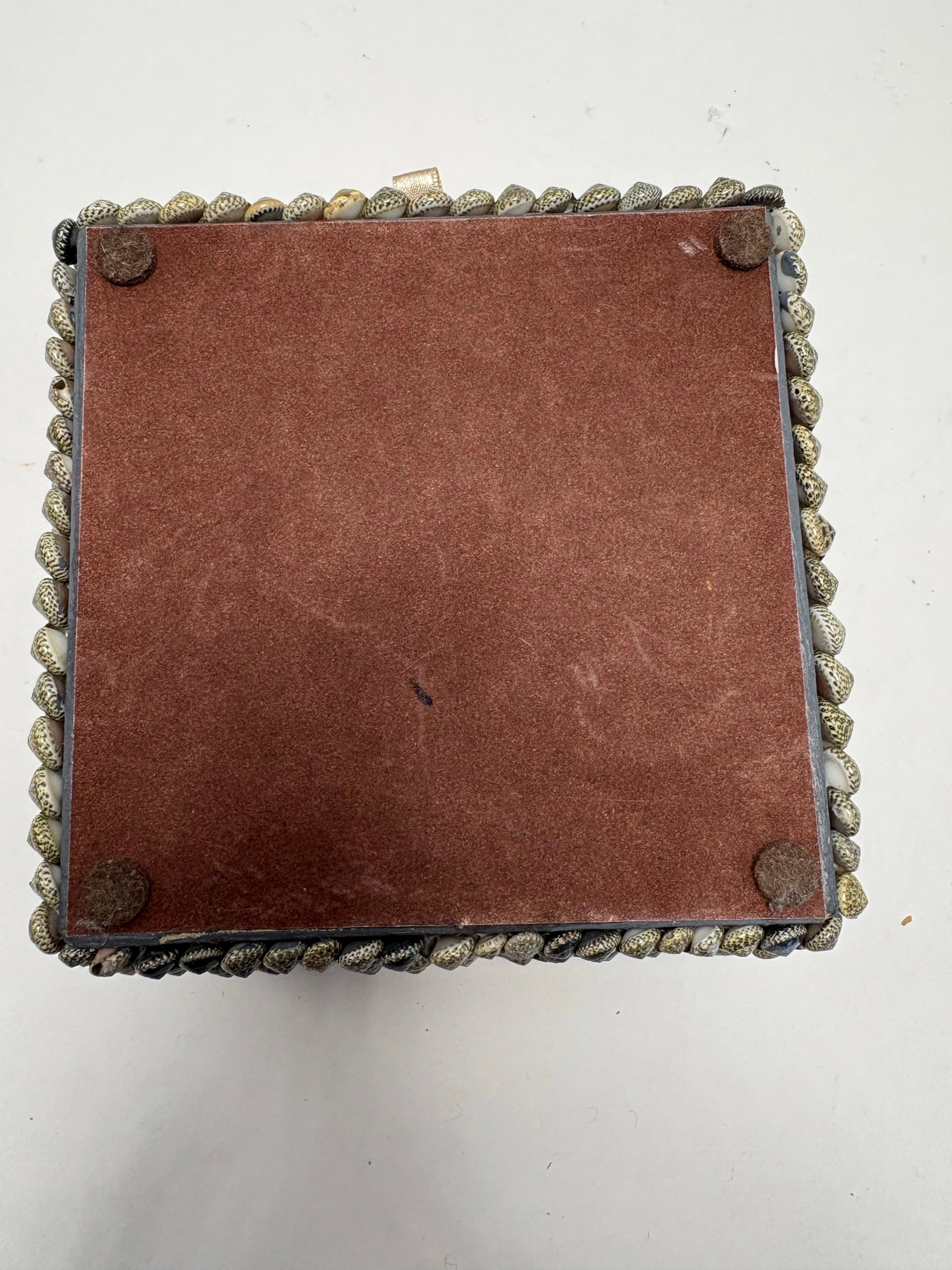 Vintage Handmade Shell Art Box With Floral Mosaic Lid | Coastal Boho Decorative Storage - 7