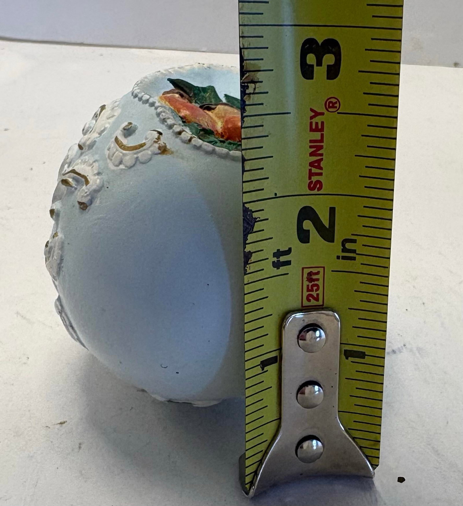 Vintage Hand-Painted Chalkware Egg With Robin Bird Motif - 8