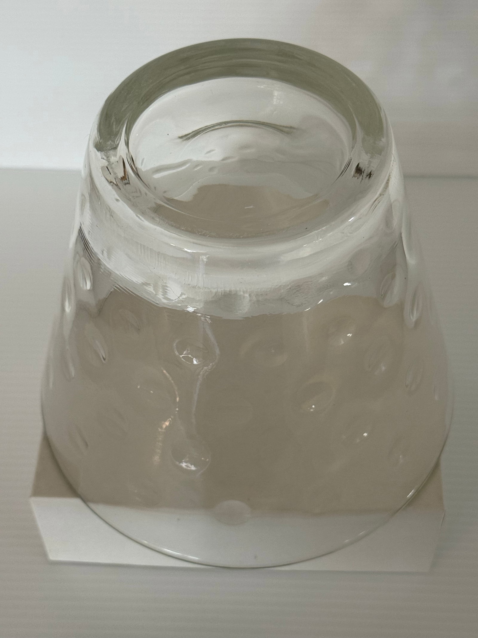 Mid 20th Century Hand-Blown Clear Art Glass Optic Bubble Bowl / Ice Bucket Style Cooler 5"t X 6"d - 10