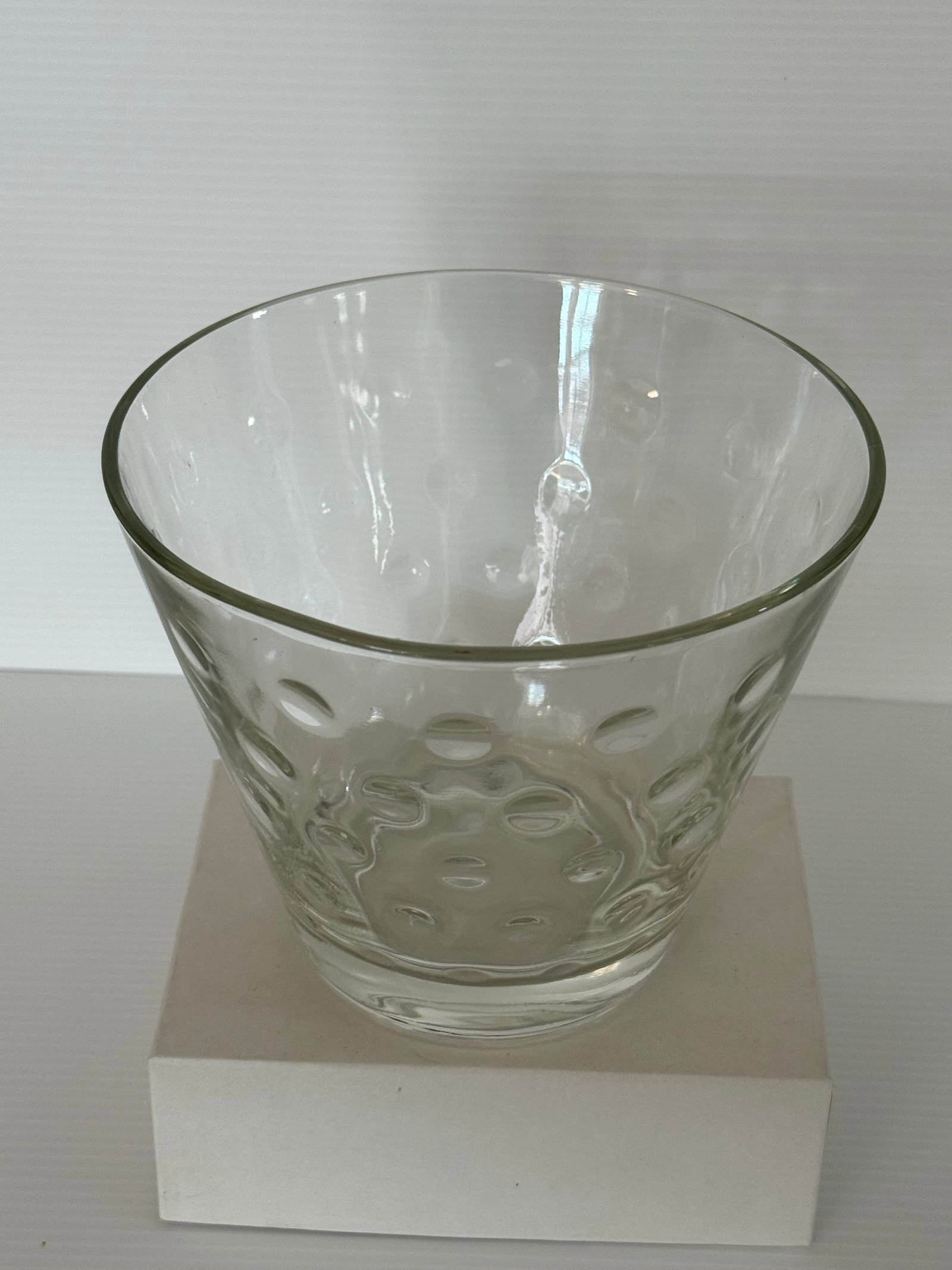Mid 20th Century Hand-Blown Clear Art Glass Optic Bubble Bowl / Ice Bucket Style Cooler 5"t X 6"d - 4