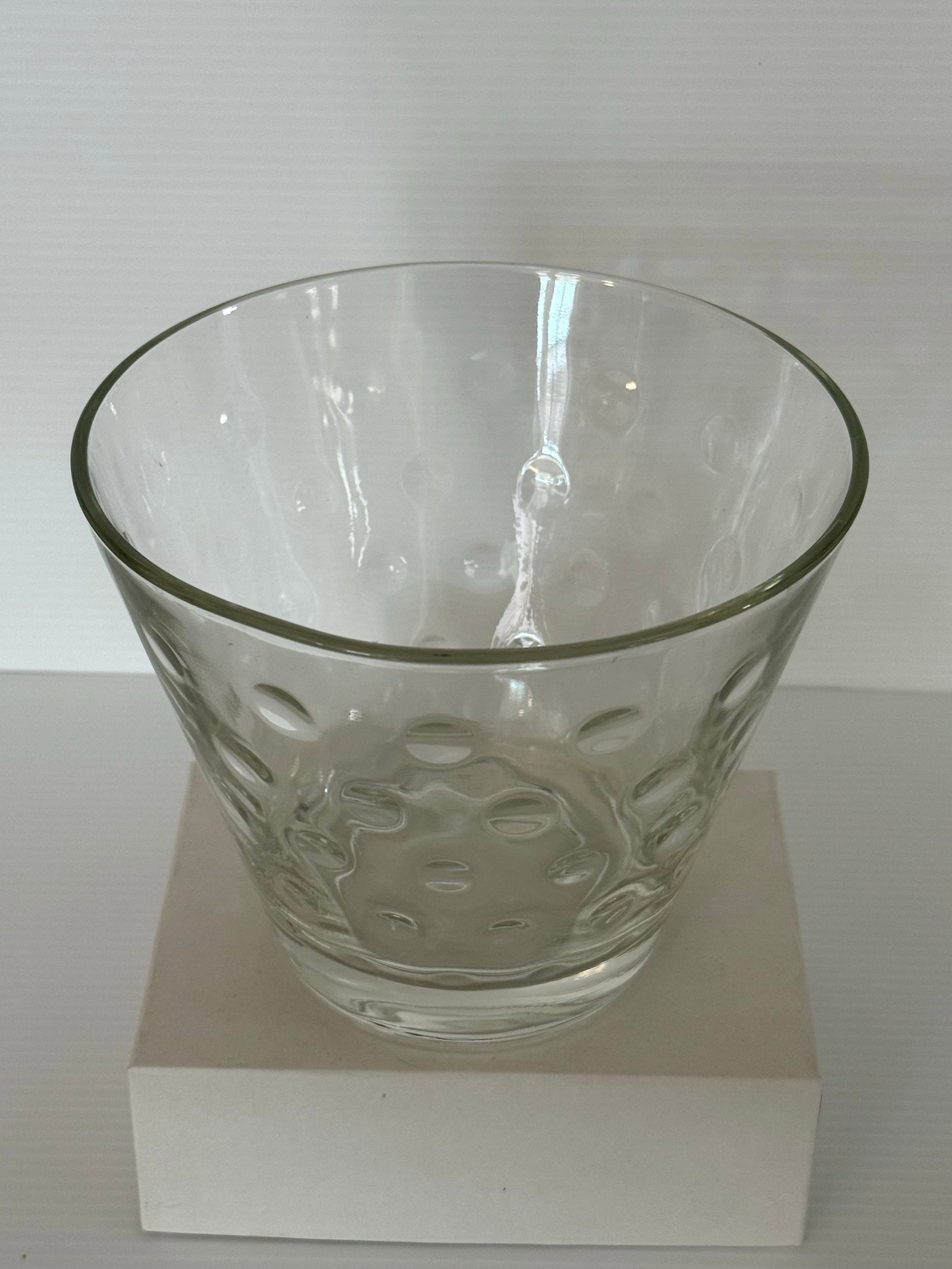 Mid 20th Century Hand-Blown Clear Art Glass Optic Bubble Bowl / Ice Bucket Style Cooler 5"t X 6"d - 6