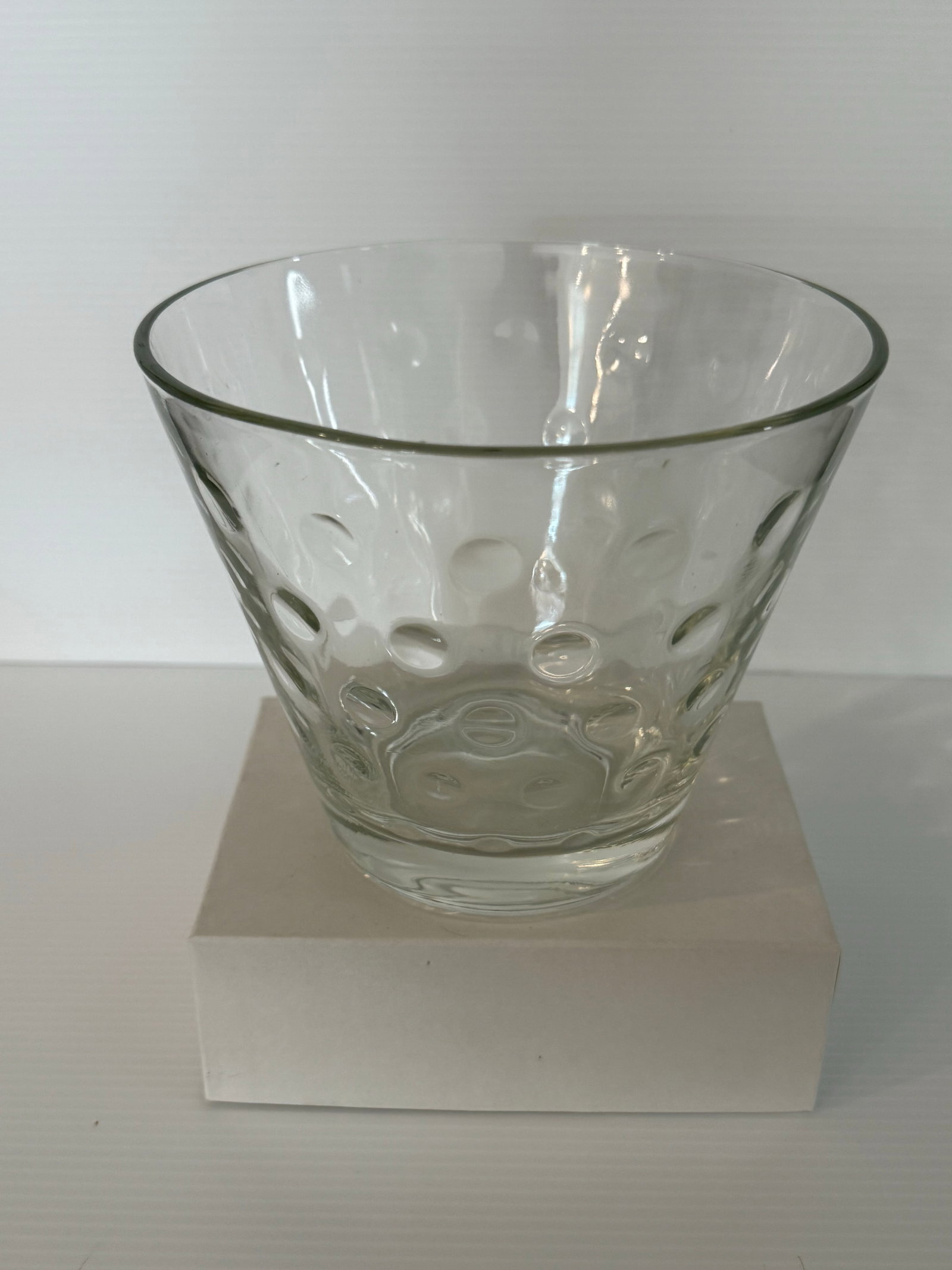 Mid 20th Century Hand-Blown Clear Art Glass Optic Bubble Bowl / Ice Bucket Style Cooler 5"t X 6"d - 7