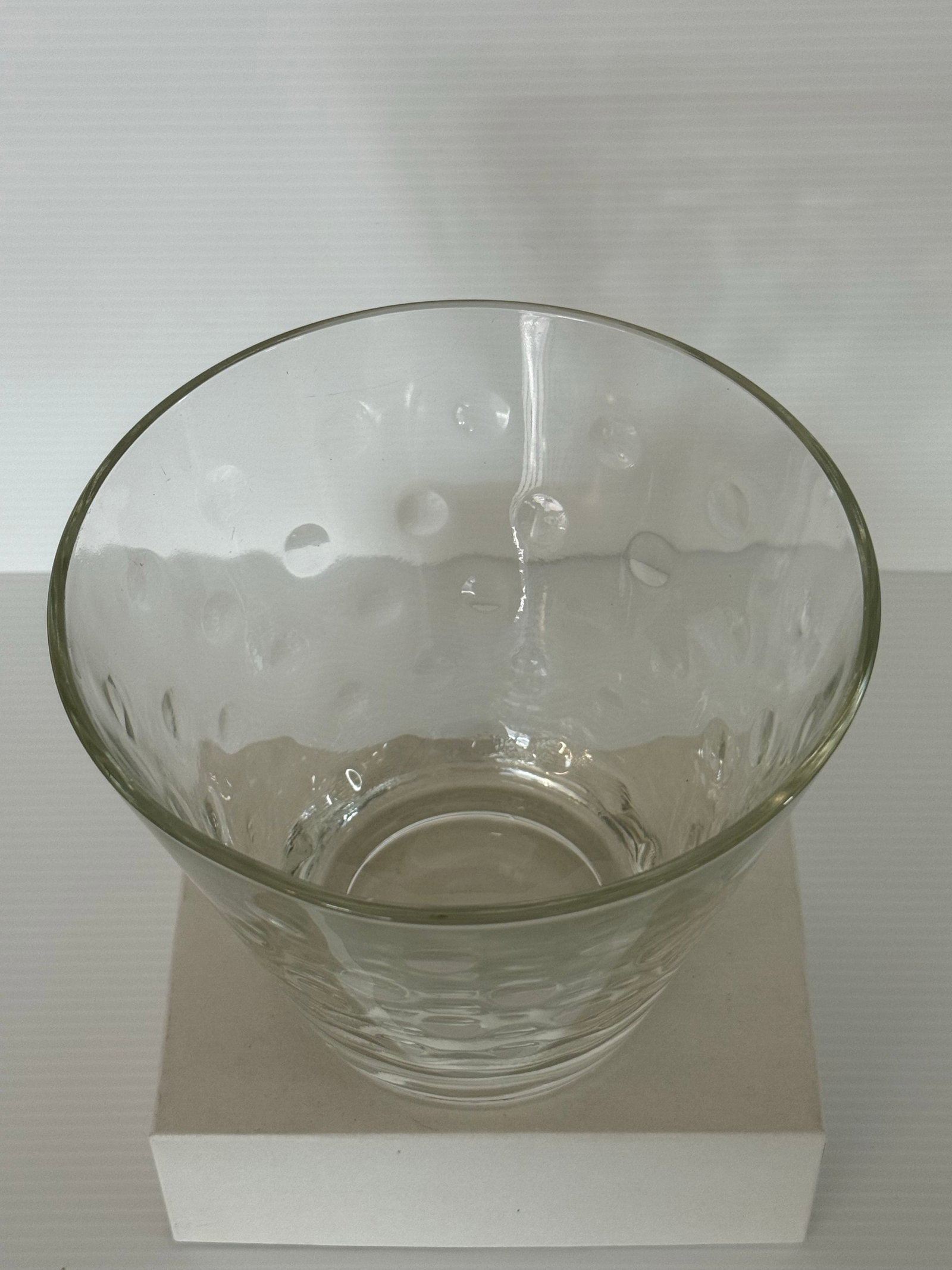 Mid 20th Century Hand-Blown Clear Art Glass Optic Bubble Bowl / Ice Bucket Style Cooler 5"t X 6"d - 8