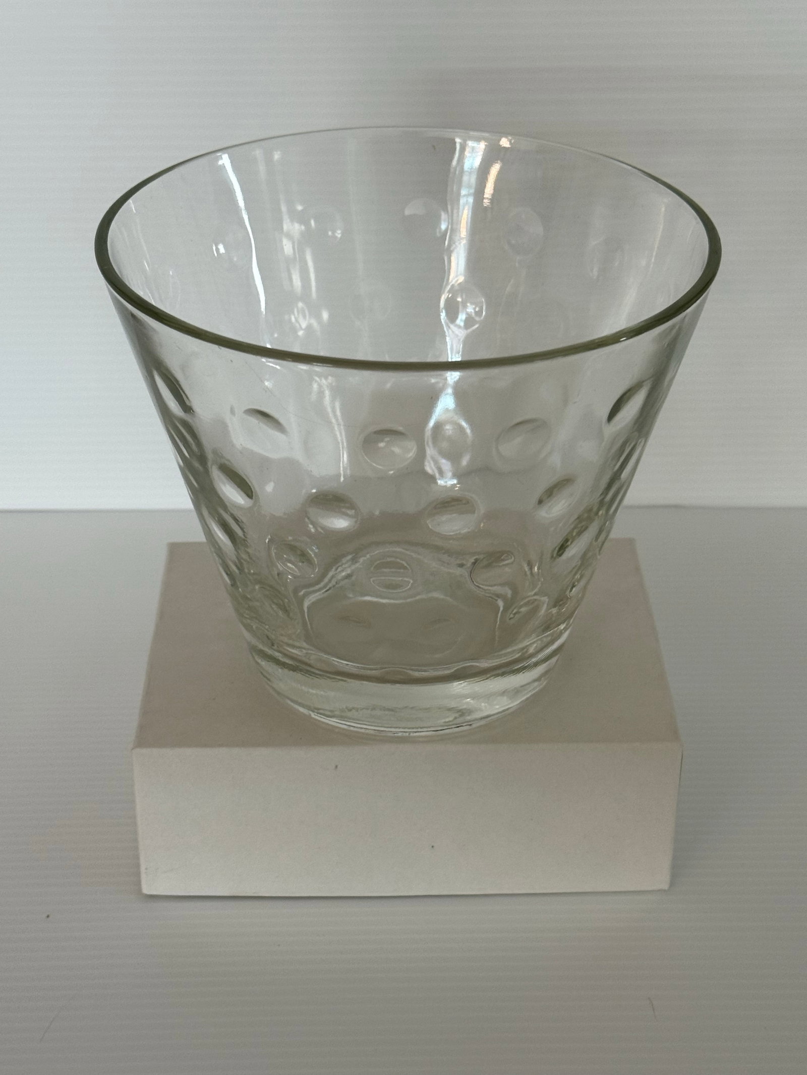 Mid 20th Century Hand-Blown Clear Art Glass Optic Bubble Bowl / Ice Bucket Style Cooler 5"t X 6"d - 9