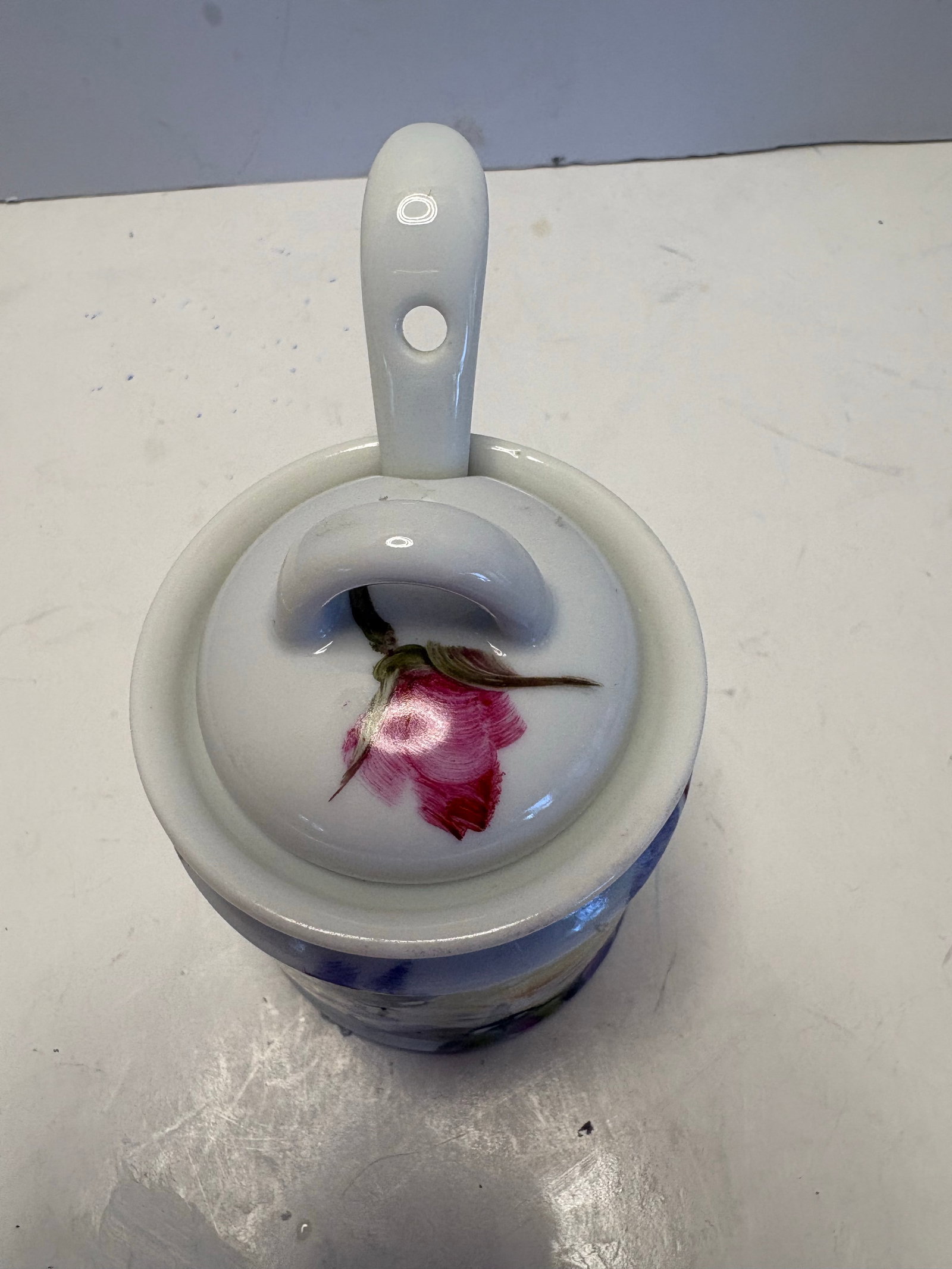 Mid 20th Century Floral Porcelain Jam Pot With Matching Spoon - 4