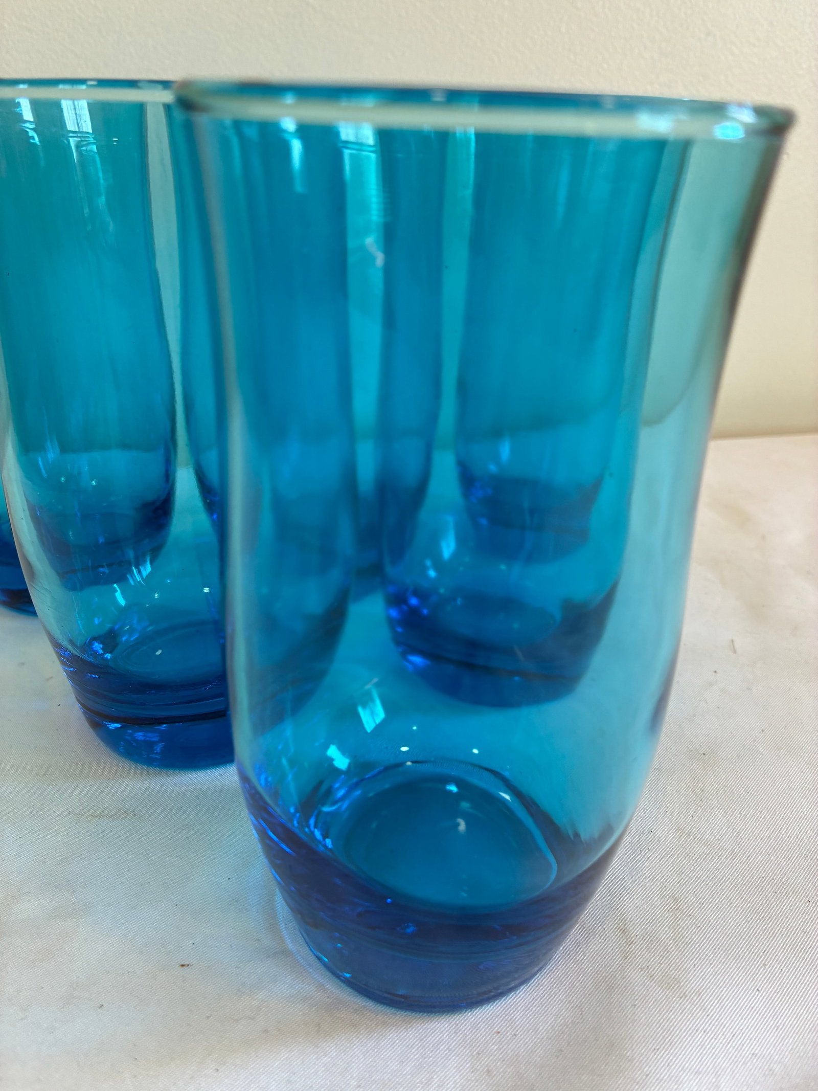 Vintage Mid-Century Modern Aqua Blue Drinking Glass Tumblers - Set of 6 - 5