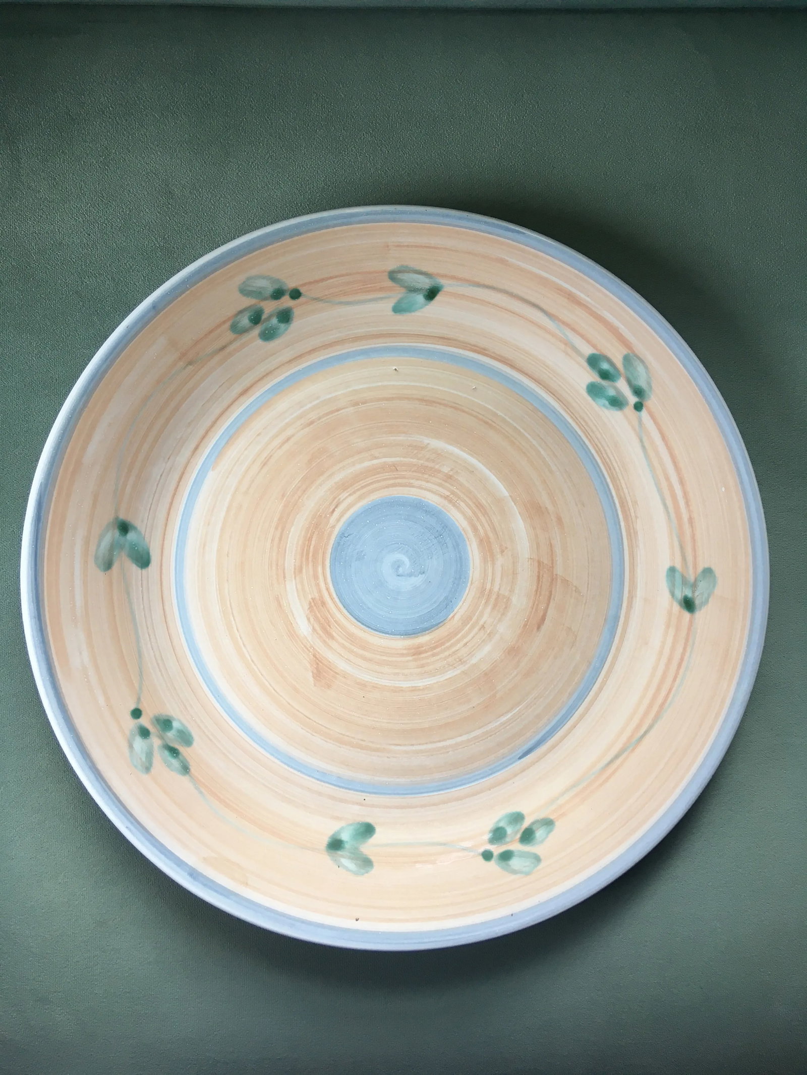 Vintage Caleca Peach Floral Italian Ceramic Serving Platter - 13
