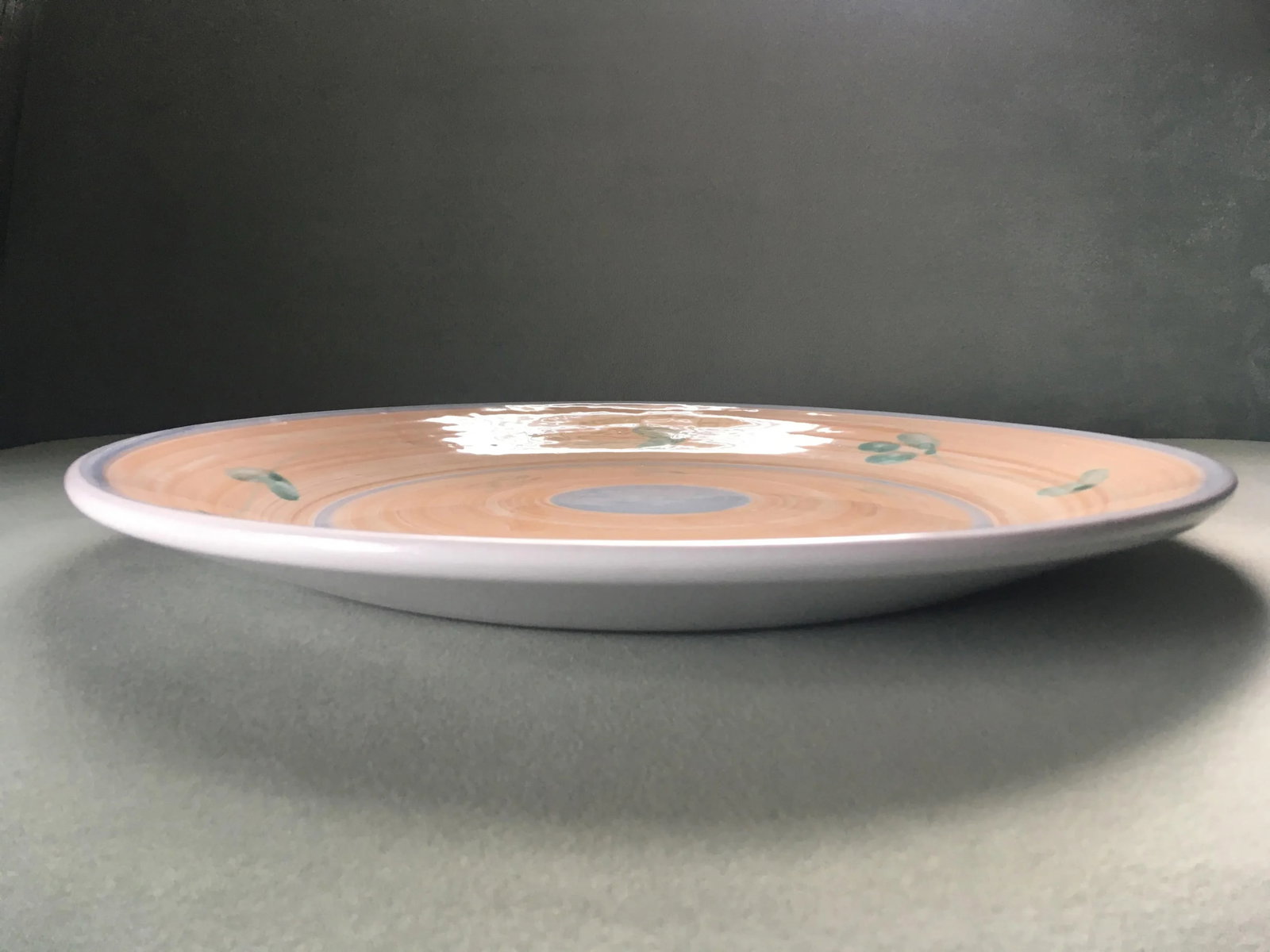 Vintage Caleca Peach Floral Italian Ceramic Serving Platter - 7