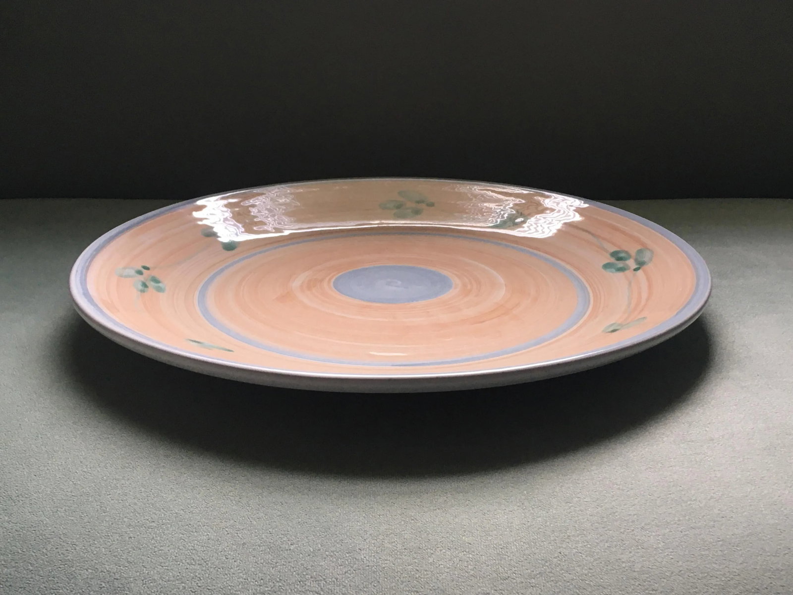 Vintage Caleca Peach Floral Italian Ceramic Serving Platter - 9