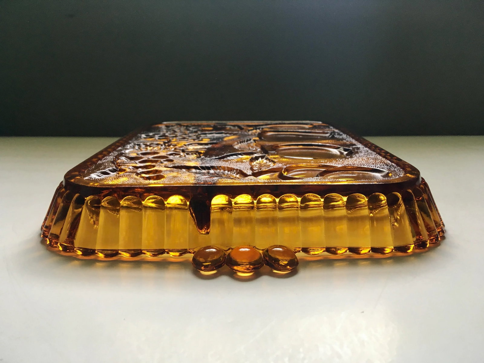 Mid-Century Indiana Amber Glass Sectioned Fruit Tray - 6