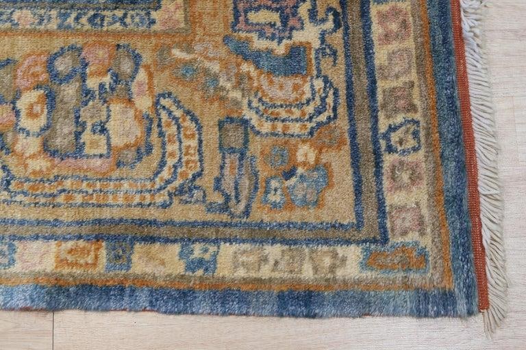9x12 Blue Hand-Knotted Wool Faded Floral Bloom Geometric Modern Carpet Rug - 3