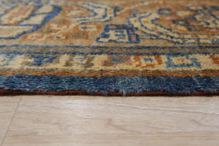 9x12 Blue Hand-Knotted Wool Faded Floral Bloom Geometric Modern Carpet Rug - 4