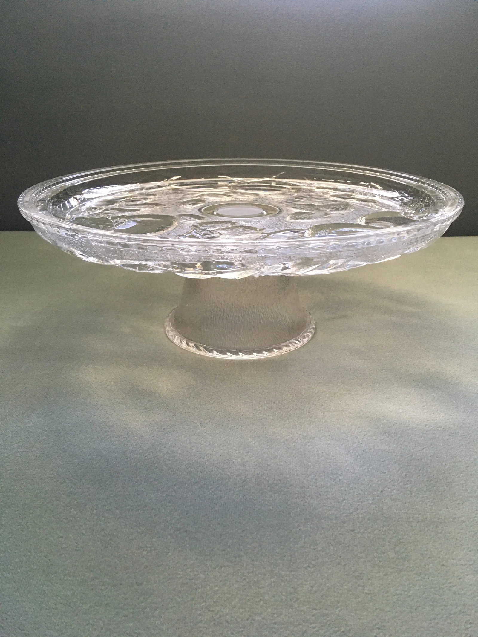 Vintage Fruit Pressed Glass Cake Stand - 2