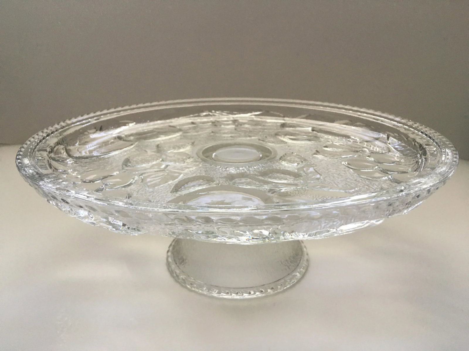 Vintage Fruit Pressed Glass Cake Stand - 3