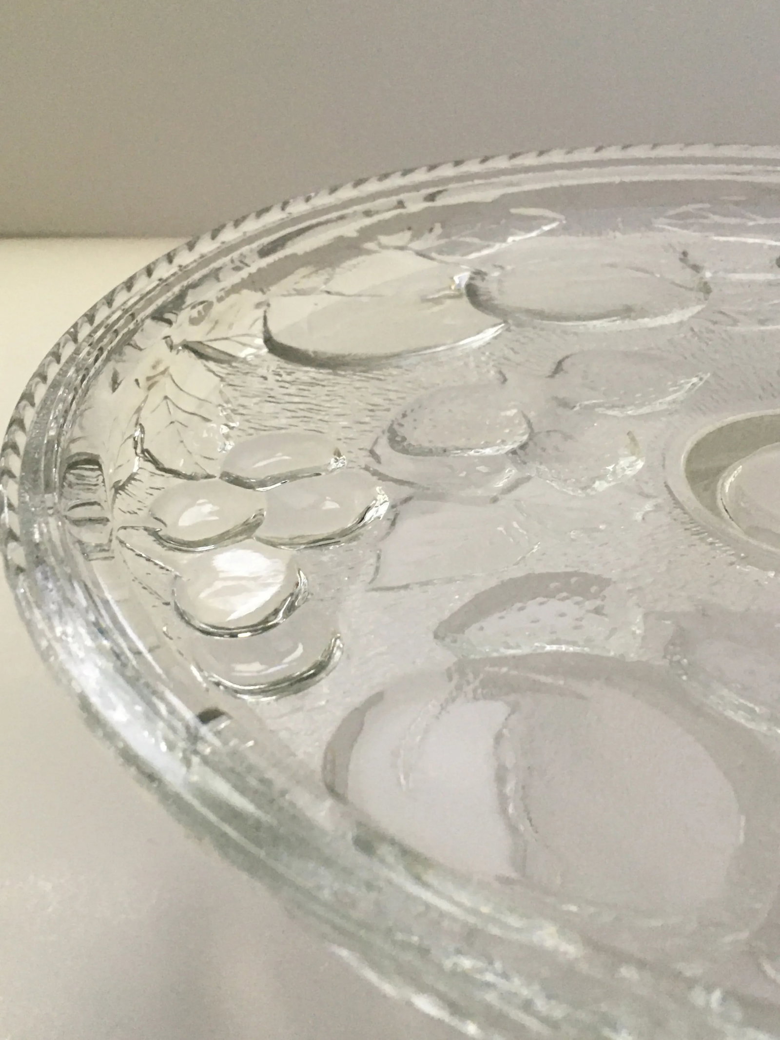 Vintage Fruit Pressed Glass Cake Stand - 6