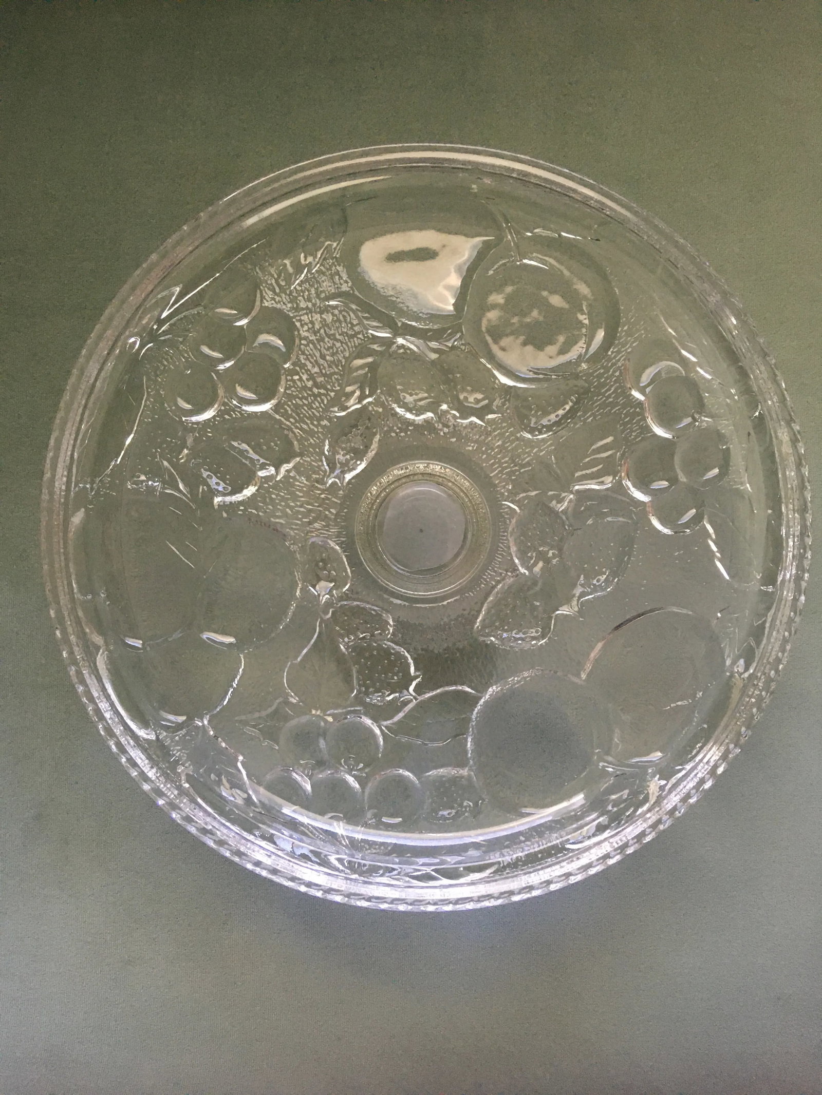 Vintage Fruit Pressed Glass Cake Stand - 7
