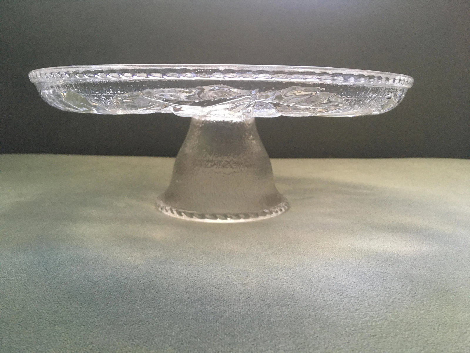 Vintage Fruit Pressed Glass Cake Stand - 8