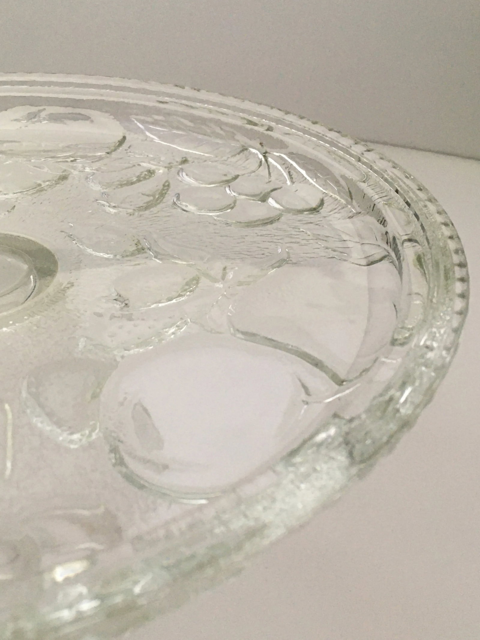 Vintage Fruit Pressed Glass Cake Stand - 9