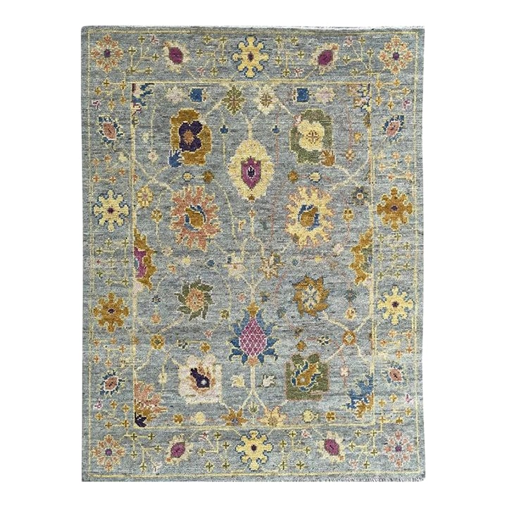 9x12 Gray Hand-Knotted Wool Floral Trelliswork Geometric Modern Carpet Rug: This hand knotted pile rug is crafted from wool and features a primary gray color palette. It is a contemporary floor covering designed with a medium pile thickness that adds texture to the surface. T