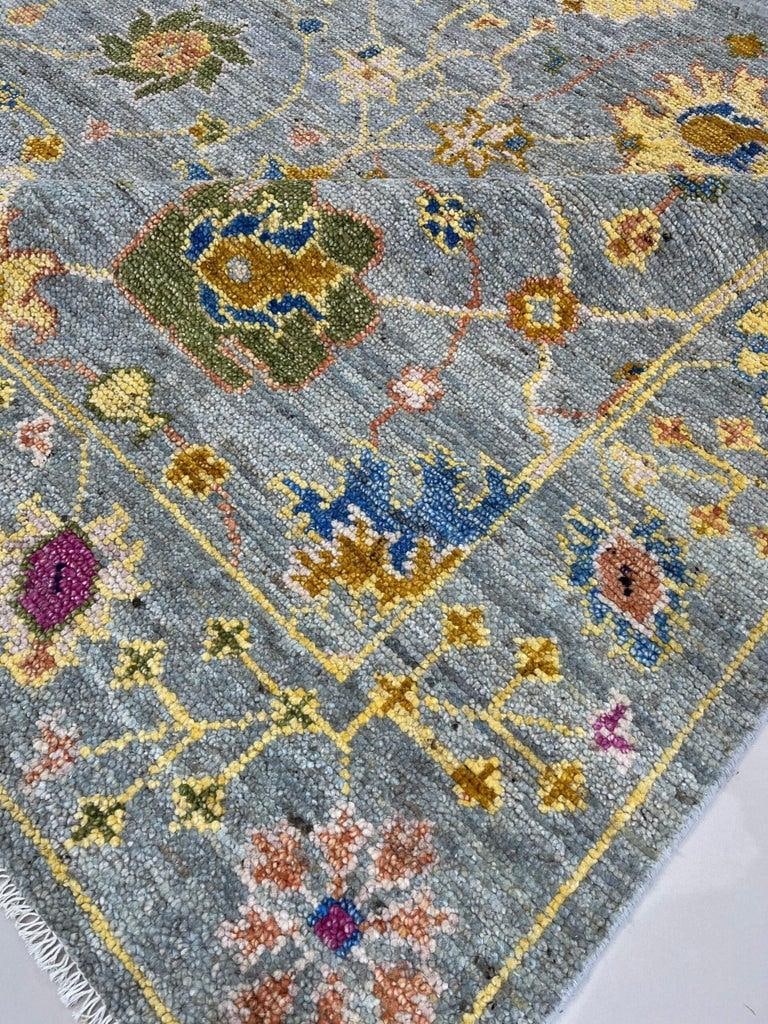 9x12 Gray Hand-Knotted Wool Floral Trelliswork Geometric Modern Carpet Rug - 4