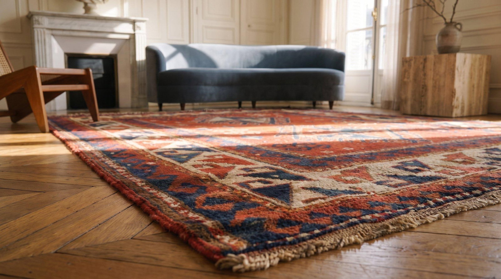 1880s Red Diamond Antique Caucasian Kazak Rug 3' 9'' X 5' 2'' Handknotted Wool Carpet - 7