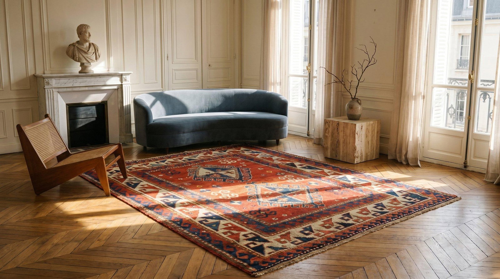 1880s Red Diamond Antique Caucasian Kazak Rug 3' 9'' X 5' 2'' Handknotted Wool Carpet - 8